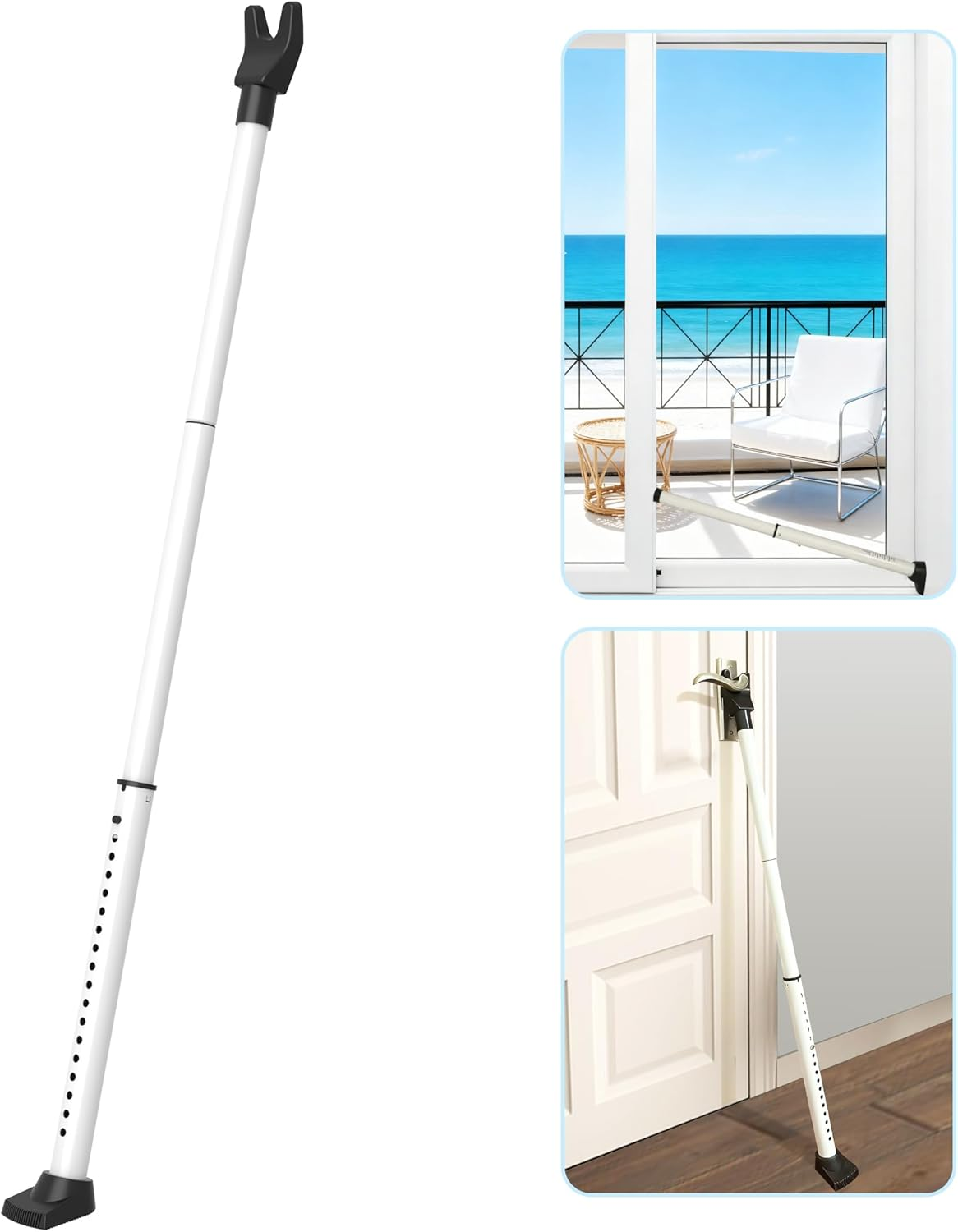 2025 Upgraded 2-In-1 Door Security Bar & Sliding Windows Bar,Adjustable Heavy Duty Stoppers Jammer for Apartment,Home, Hotel Room,Travel(1 Pack,White) image number 5