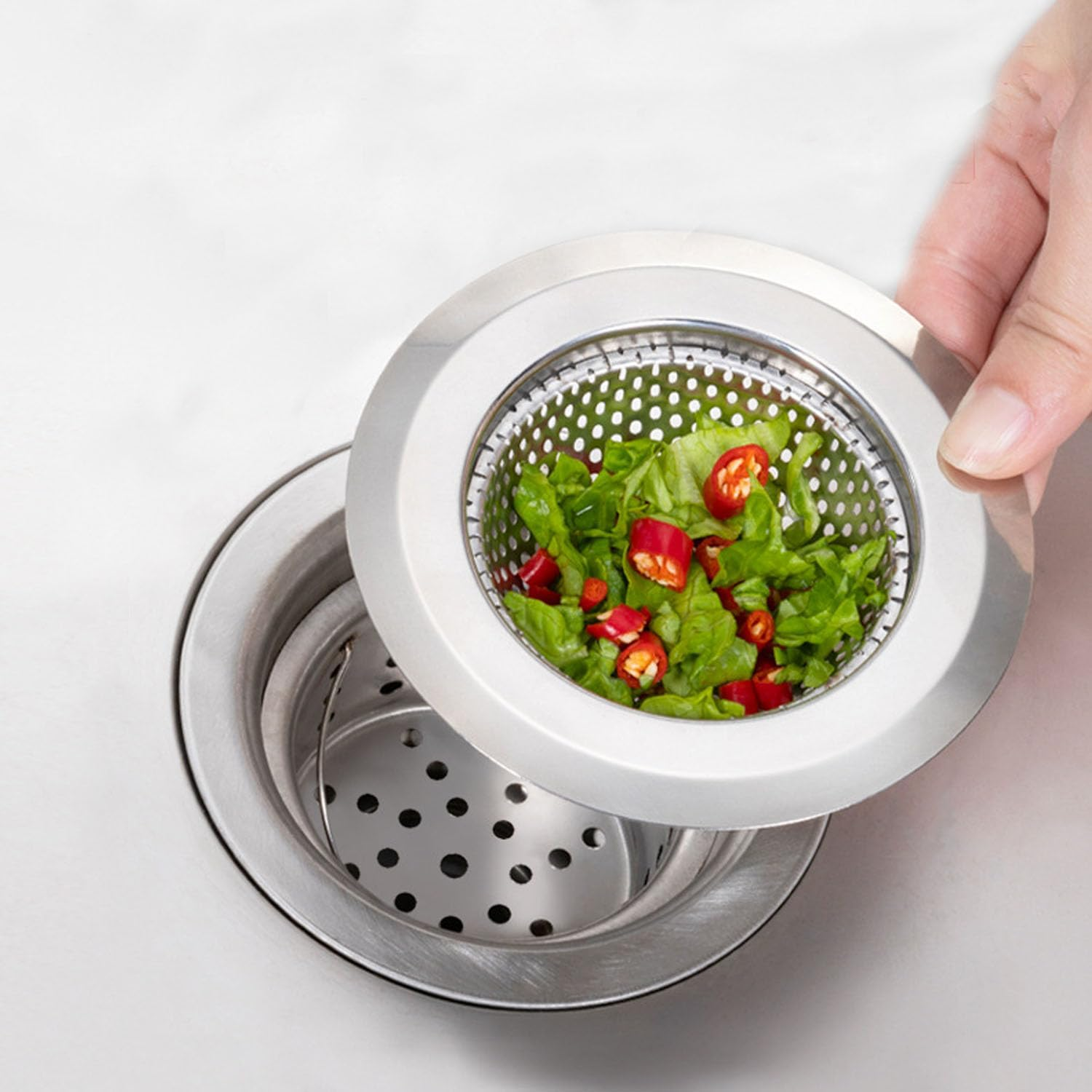 Stainless Steel Kitchen Sink Strainer 2 Pack, Sink Drain Strainer for Kitchen Sinks image number 3