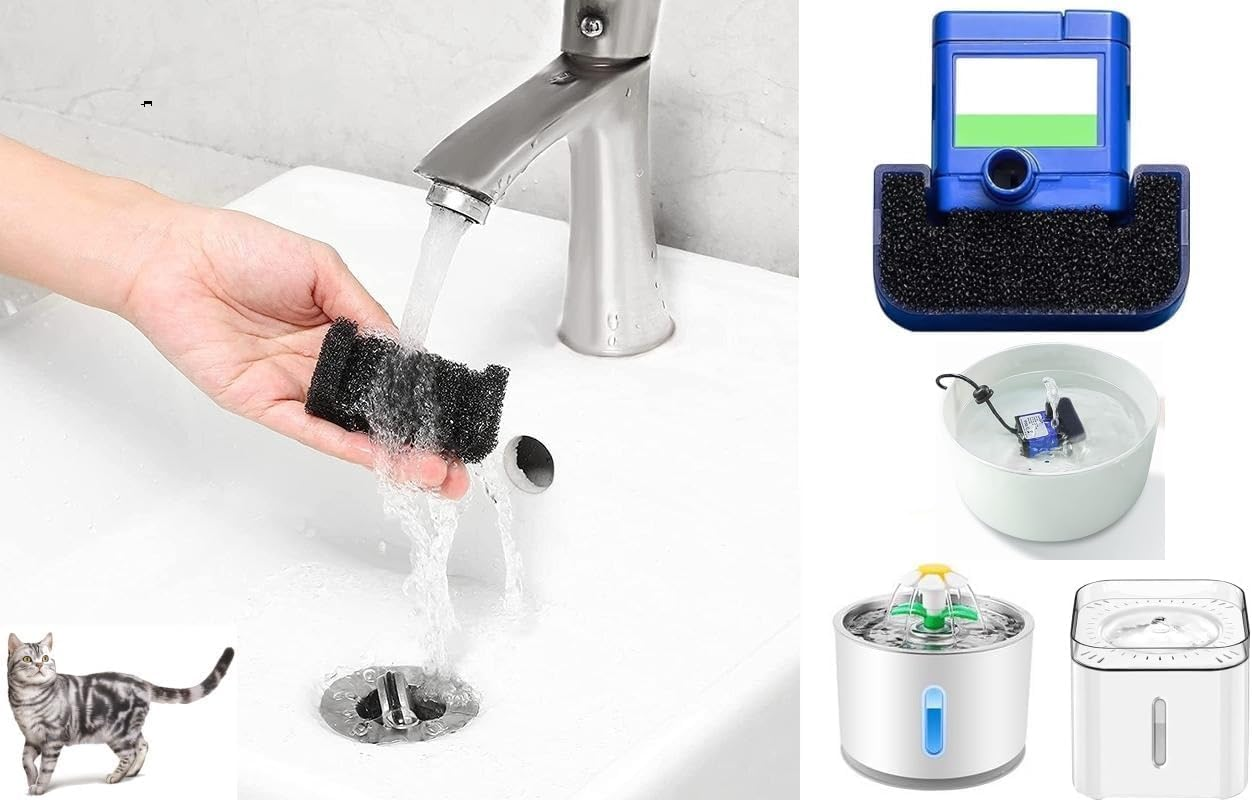 Cyclingcolors 8X Cat Drinking Fountain Sponge Foam Filter Black Cat Fountain Pet Fountain Water Fountain Foam Filter Filter