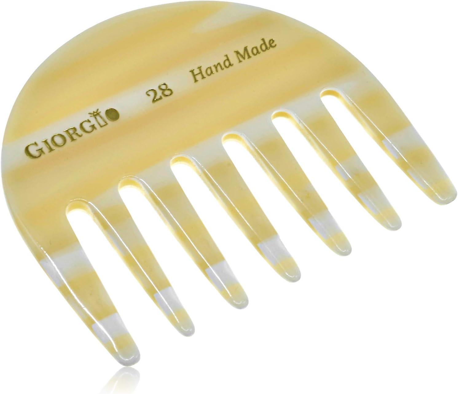 Giorgio (G63 & G28) 2 3/4" Hand Made Detangling Comb - Wide Teeth Flexible Comb, Hand-Made of Quality Durable Cellulose, Saw-Cut and Hand Polished (2 Pack, Ivory & Tortoiseshell)