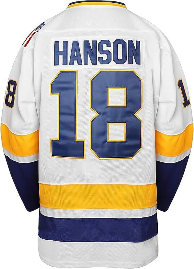 Atonmore Hanson Brothers Hockey Jersey Charlestown Chiefs 17 Steve 18 Jeff Slap Shot Movie Hockey Jerseys Blue White image number 2