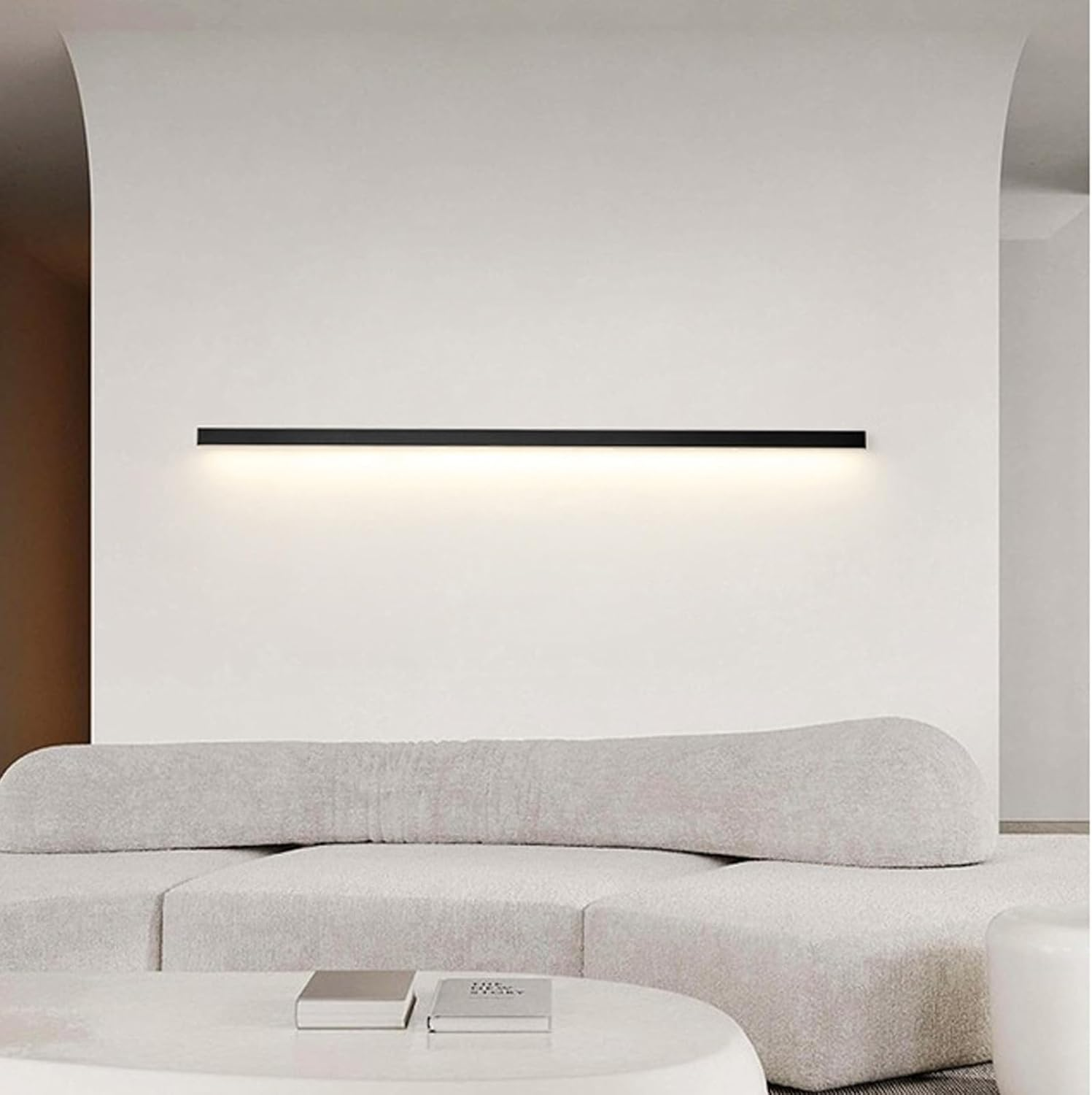 LED Long Strip Wall Lights Modern Simple Aluminum Wall Sconce Bedside Light Background Linear Sconce Lamp Wall Lamps for Bedroom Living Room Corridor Stairs Porch (White Warm Light,120Cm) XXZ