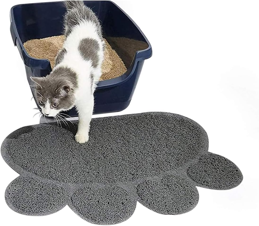 AIMALL 2PCS PVC Cat Litter Mats Paw Print Non-Slip Pet Foot Pads 40X30Cm for Cat Litter Box, Dog Bowl Area, Anti-Splash Soft Mat for Indoor Multi-Purpose Use image number 1