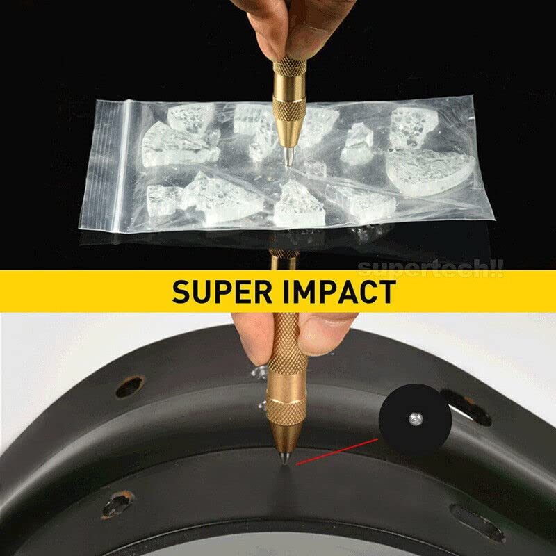 AIMALL 5.12-Inch Heavy Duty Automatic Center Punch Tool, Brass Bodied Spring-Loaded Auto Punch, Hand Tool for Wood and Thin Metal, No Hammer Needed, Adjustable Pressure image number 3