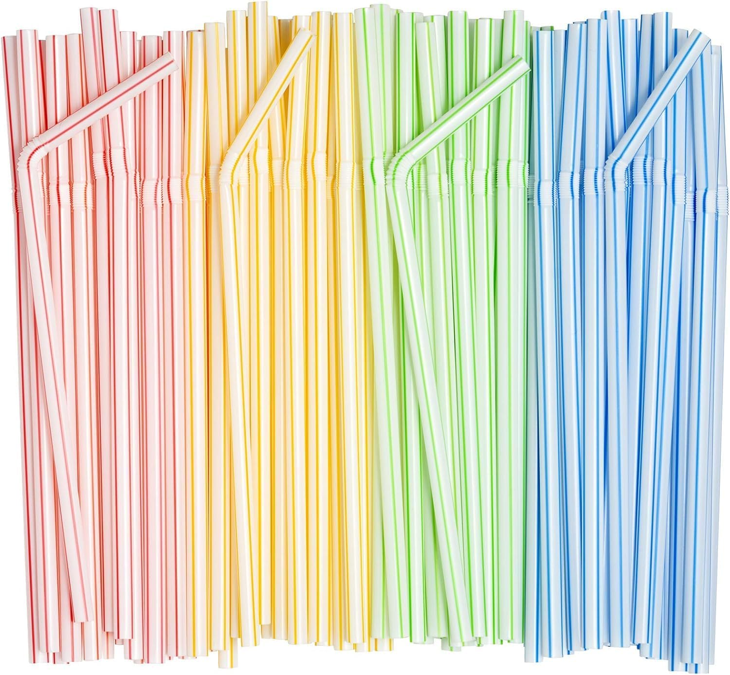 600 Pcs Reusable Straws, 20Cm Long, Multiple Colors Straws,Stripes Multiple Colors Straws,Suitable for Party, Various Drinks, Juice, Milk, Tea image number 2