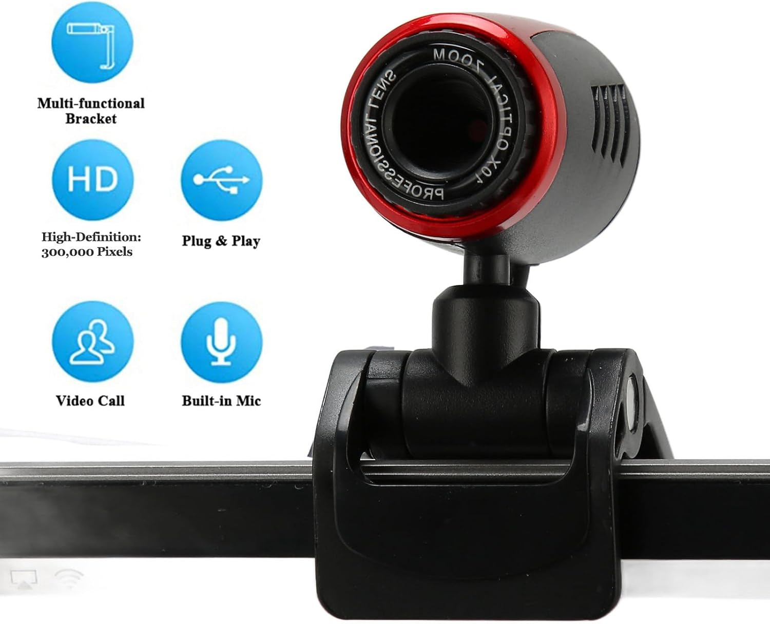HD Webcam USB2.0 with MIC, 360 Degree USB Webcam for PC Computer Laptop for Skype/Msn, Laptop Camera High Resolution 6MP image number 2