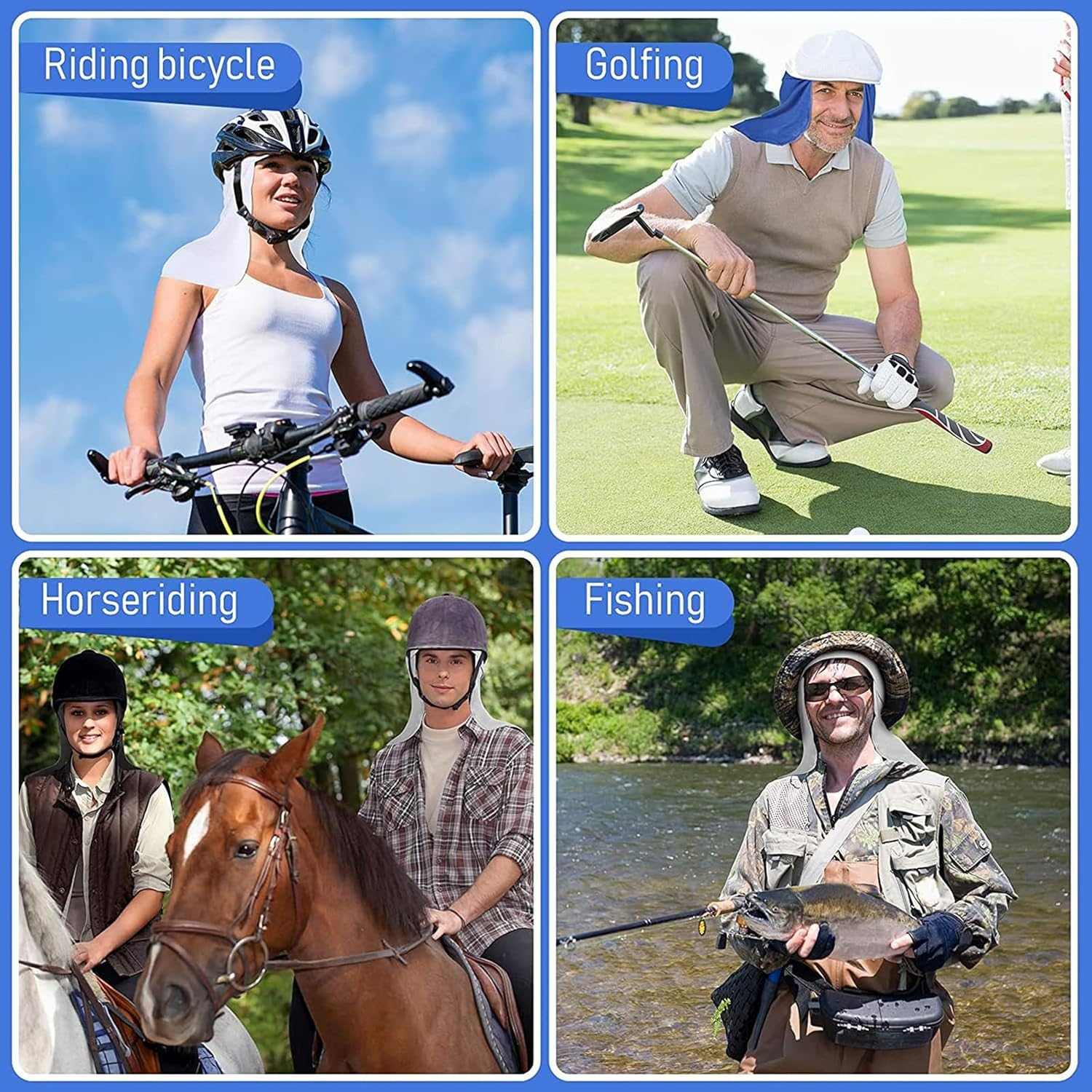 MYTOAU 3 Pieces Helmet Liner with Neck Mask, Cooling Skull Cap Sun Shade Sweat Wicking Protector for Cycling Running Fishing Riding (Black/White/Orange)