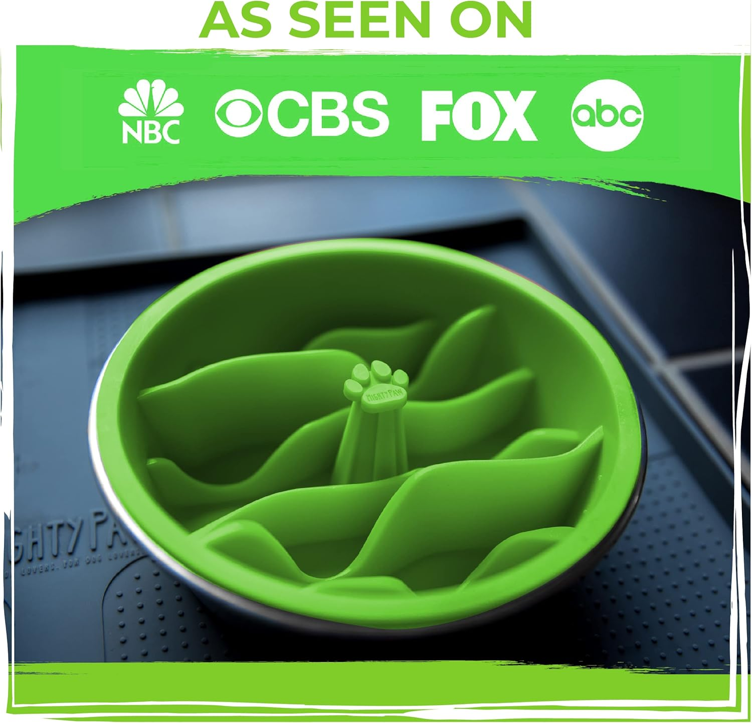 Mighty Paw Slow Feeder Dog Bowls | Interactive Dog Bow Insert - Silicone Puzzle Feeder Insert - Medium for All Sized Breeds (7" X 2") image number 5