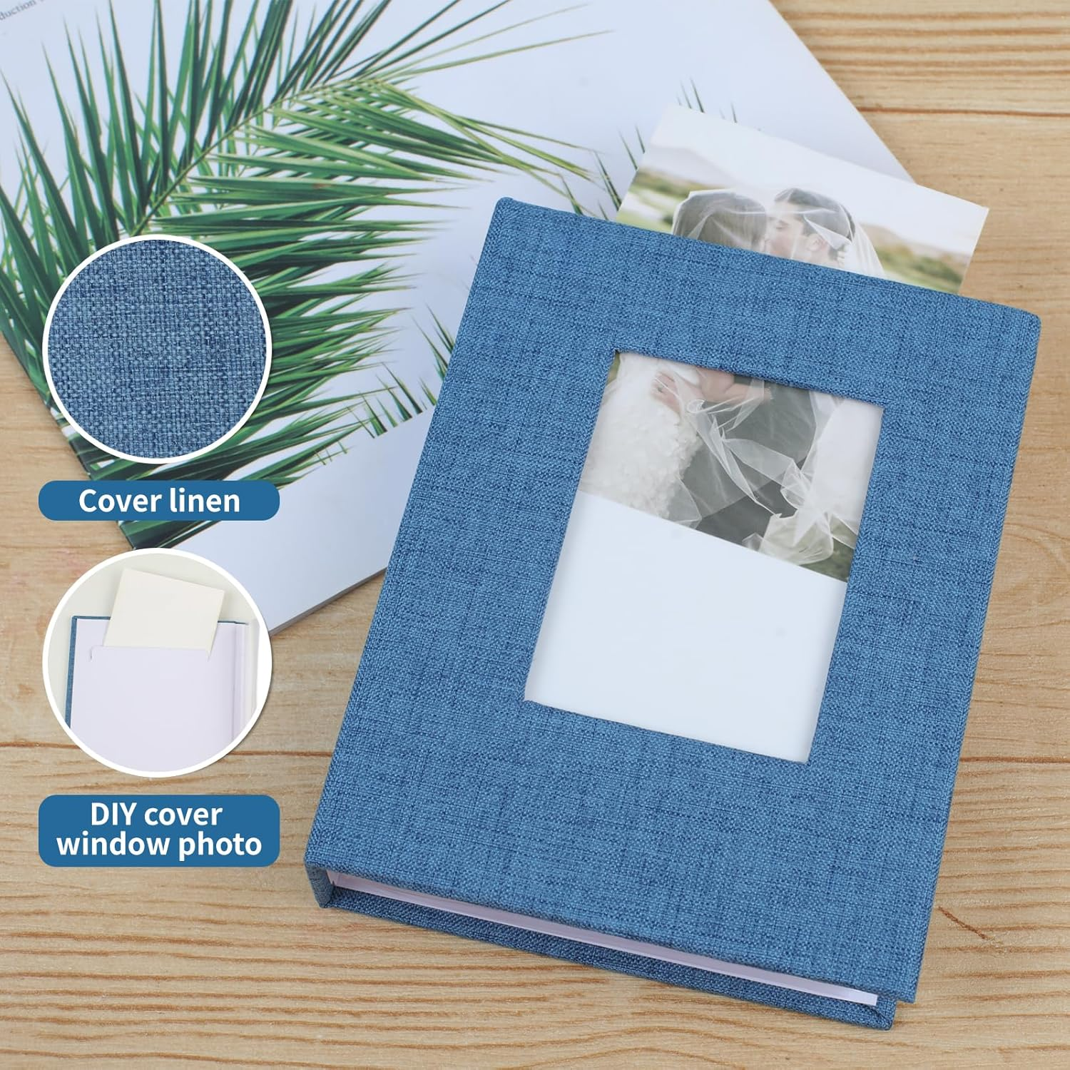 Vivinin 2 Pack Photo Album 5X7, Linen Cover Photo Book, Small Photo Album Book for 36 Pockets Hold 72 Pictures, Picture Book for Photos Family Anniversaries Baby Vacations (Blue) image number 2