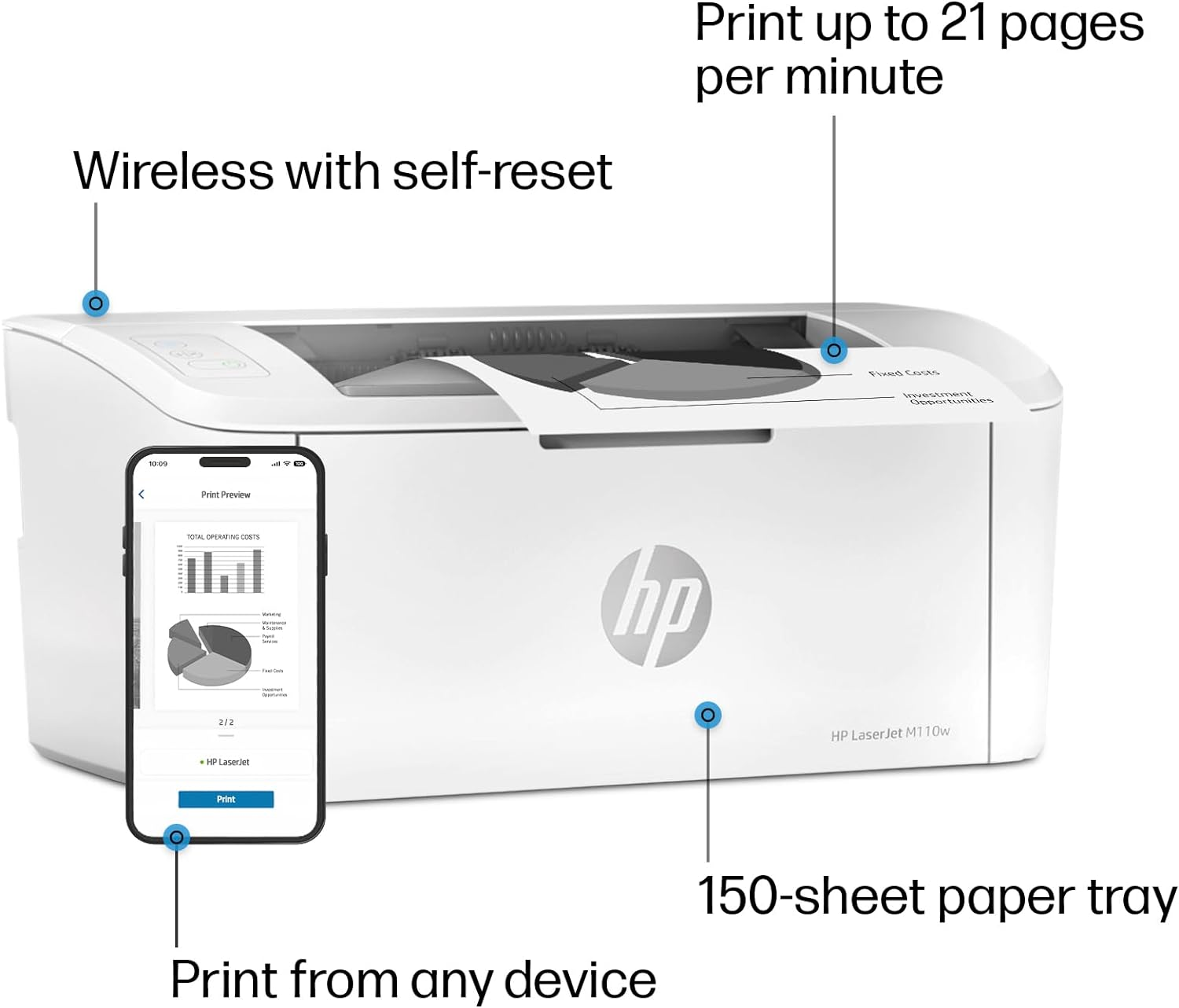 HP Laserjet M110W Laser Printer (7MD66F) image number 1