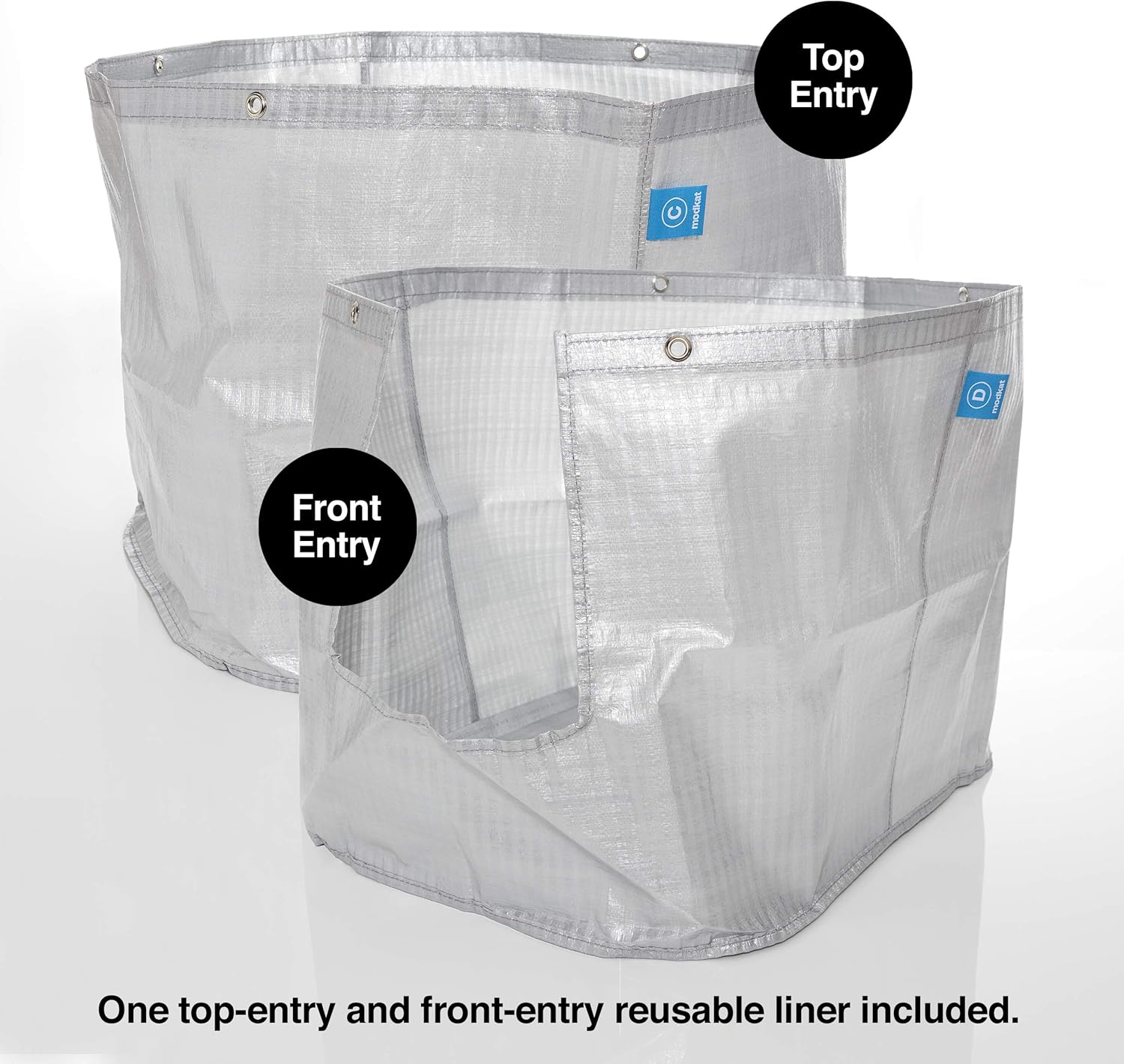 Modkat&reg; XL Litter Box, Top or Front-Entry Configurable, Full Height Seamless Base, Reusable Litter Liners, Sifting Litter Scoop, 2X Bamboo Charcoal Filters - Gray - White image number 6