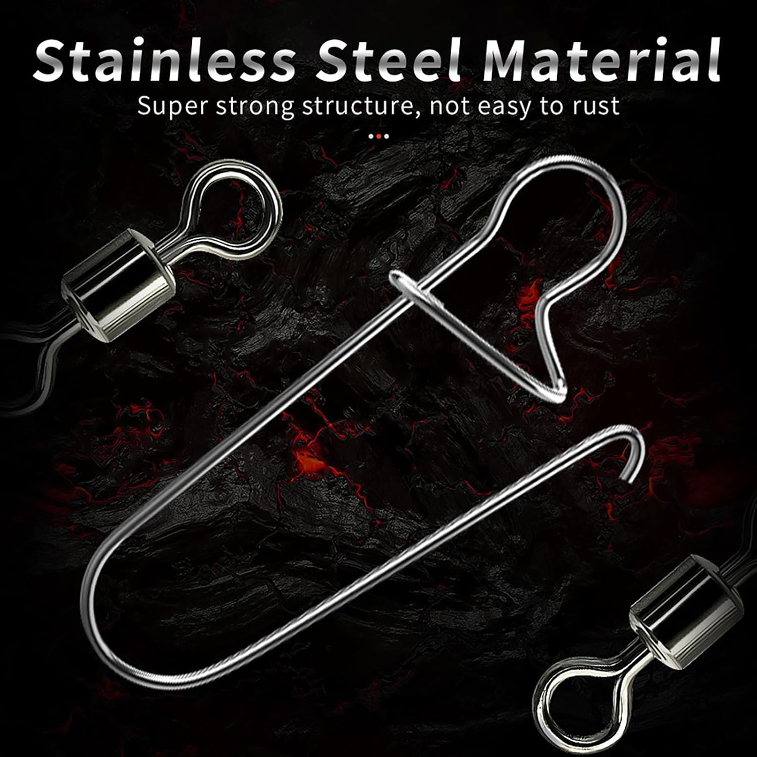 EWEIS 300 Pcs Fishing Rolling Ball Bearing Barrel Swivel with Safety Snap Connector, 6 Sizes Stainless Steel Swivel Fishing for Saltwater Freshwater Fishing(2/0,1#,3#,5#,7#,10#)