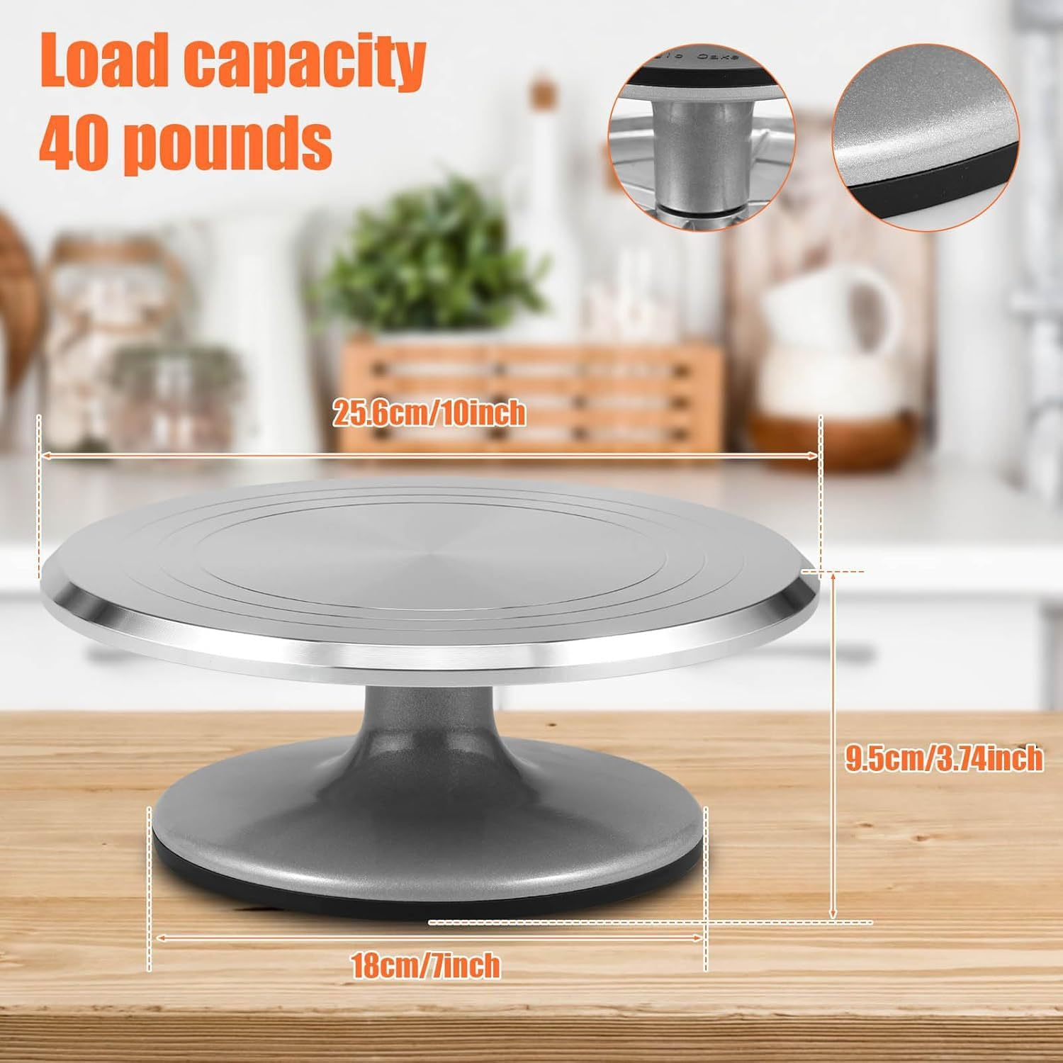Large 10" Sculpting Pottery Wheel - Heavy Duty All Metal Construction & Turntable with Ball Bearings, Easy Rotation Cake Mounting Table, Aluminum Alloy Baking Ceramic Clay Sculpture Tool Turntable image number 4