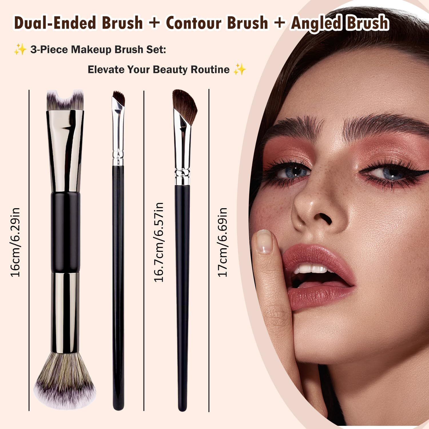TORMEN 3 Pcs Nose Contour Brushes U-Shaped Angled Sculpting Makeup Tools for Precise Noses Definition Blending Highlighting for Women