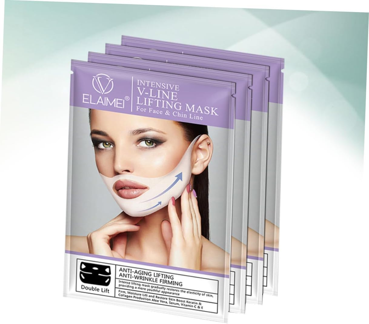 Minkissy V Line Facelift Mask | 12Pcs Double Chin Reducer Ear-Hanging Face Mask for Slimming, Tightening & Anti-Aging | Ideal for Home Spa, Travel, Parties | Perfect for Women Aged 25-50 image number 4