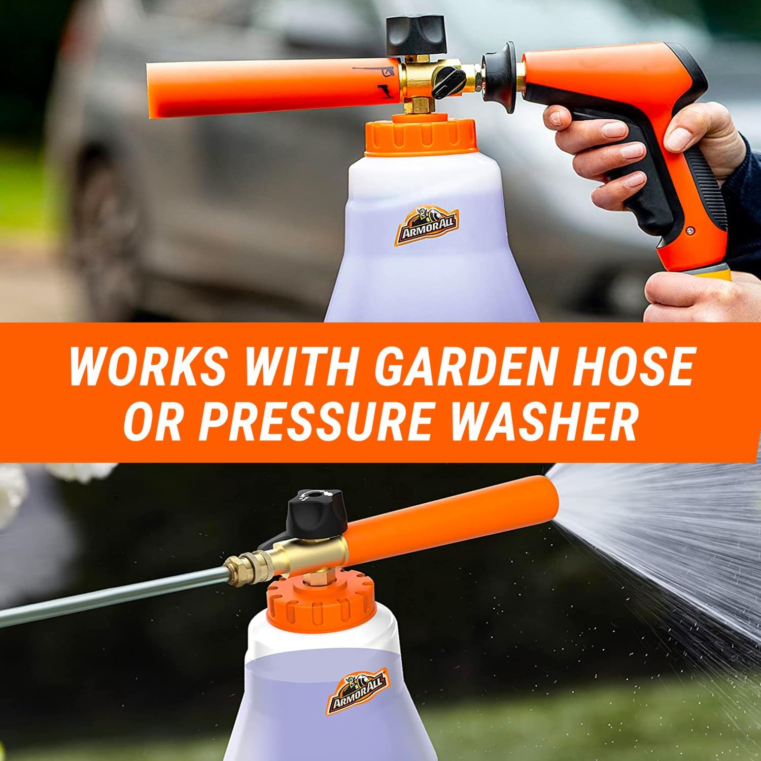 Armor All 2-In-1 Foam Cannon Kit, Car Cleaning Kit Connects to Power Washers and Garden Hoses for Vehicle Cleaning, Includes Foam Cannon, Foam Applicator and Ergonomic Adaptor, 3 Count image number 1