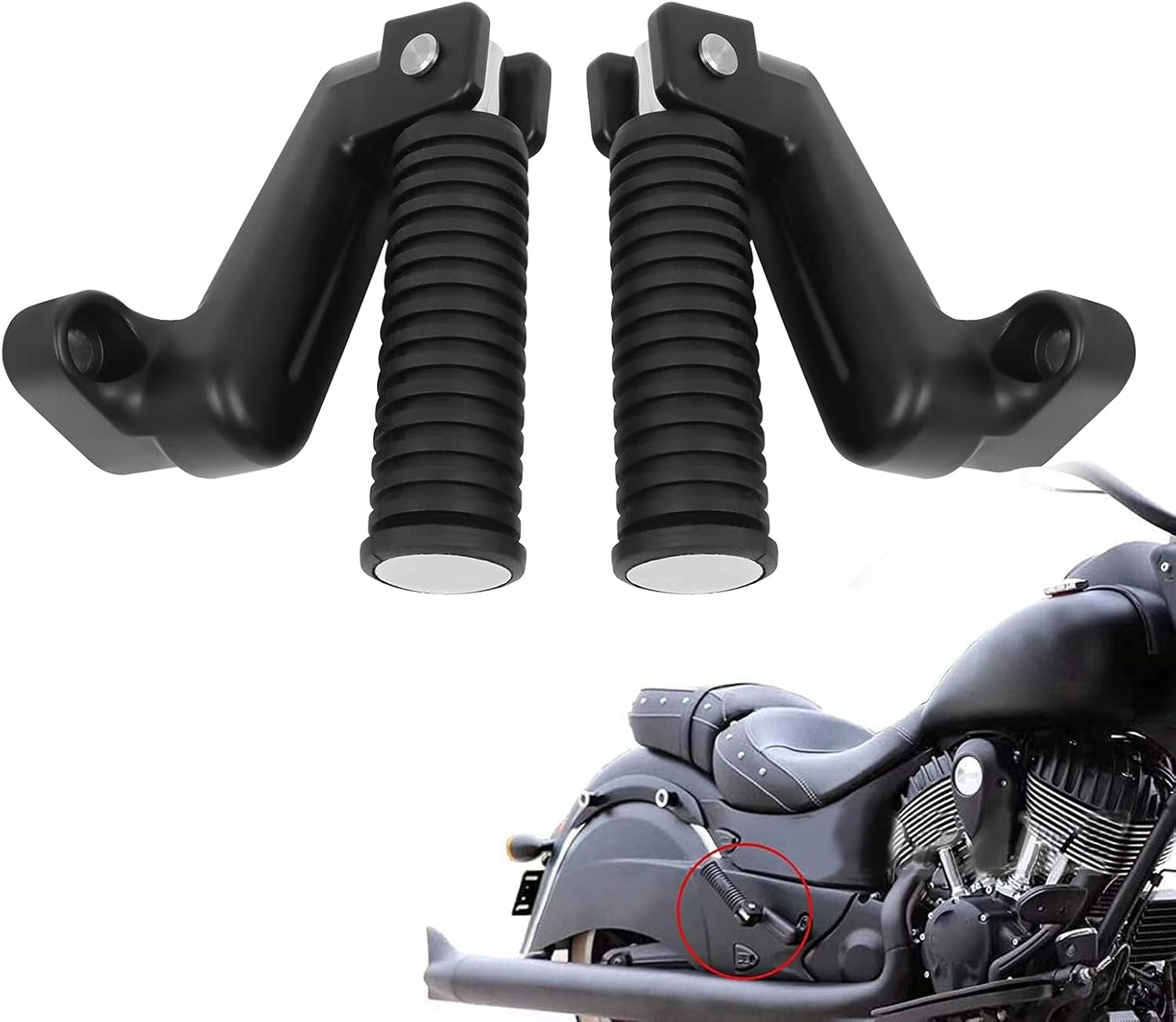 Motorcycle Footpegs Rear Passenger Foot Pegs Replacement for Indian Scout 2015-2025 Scout Sixty 2016-2025 Scout Bobber 2018-2025 Foot Rests Pedal (Black)