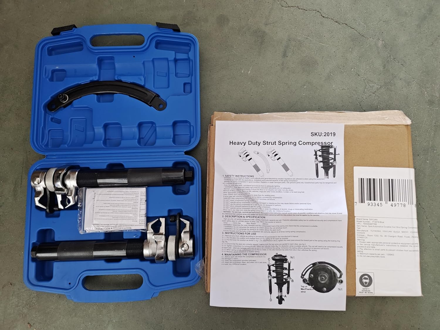 DA YUAN Spring Compressor Tool (2 Pieces) - Heavy Duty Build, Ultra Rugged Coil Spring Compressor, Strong and Durable Spring Compressor with Safety Guard and Carrying Case image number 6