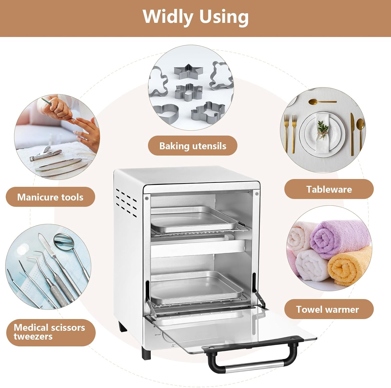 Soiiw 220V Dry Heat Sterilizer 12L Mini High Temperature Metal Tool Cabinet Nail Art Salon Portable Tool Manicure Nail Tool Two Layers image number 1