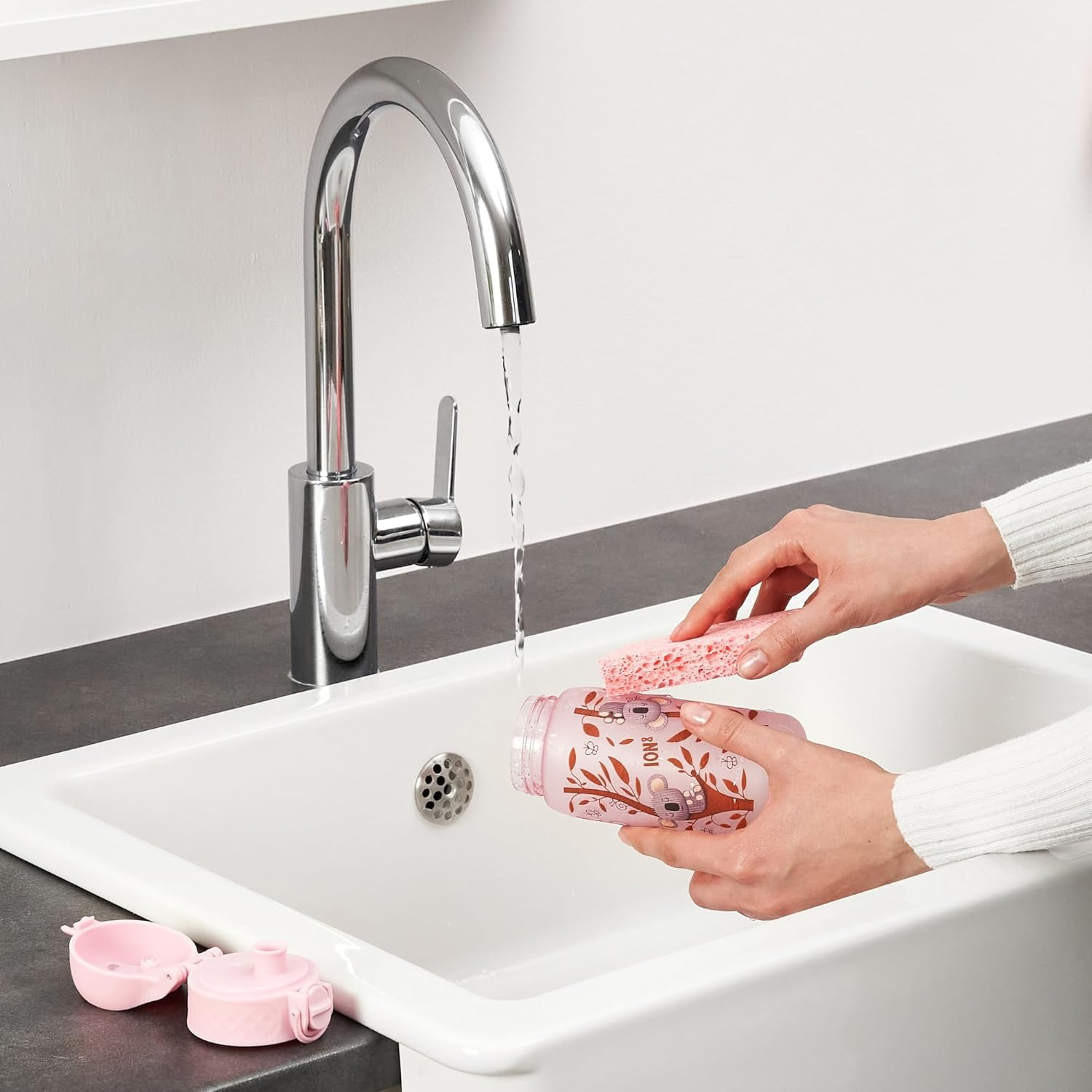 Ion8 Children'S Water Bottle, 350 Ml, Leak-Proof, One-Handed Opening, Secure Locking, Dishwasher Safe, Bpa-Free, Carry Handle, Flip Lid, Easy to Clean, Climate Neutral, Koalas Design image number 5