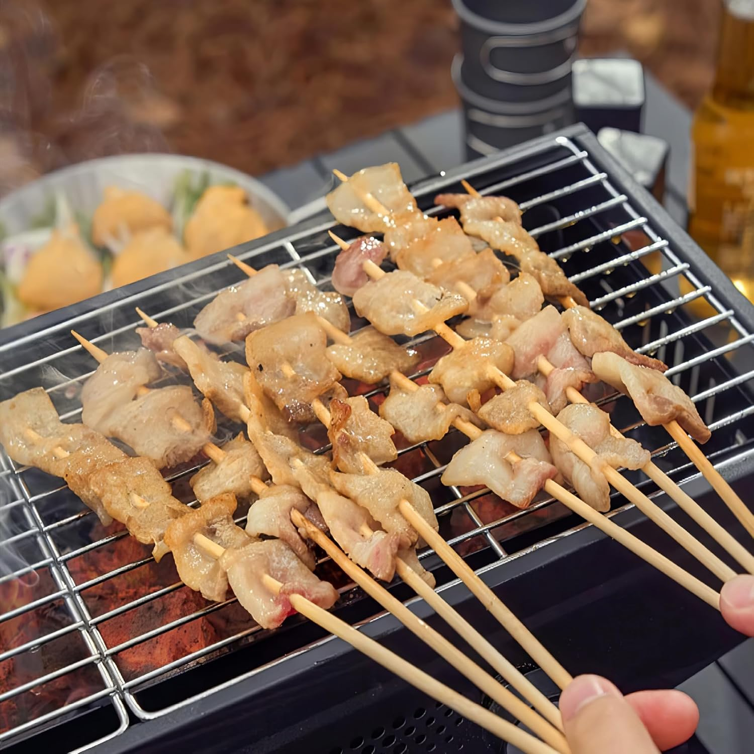 Ausleecostbay Portable Barbecue Charcoal Grill Stainless Steel Folding BBQ Tool Kits for Outdoor Cooking Camping Hiking Picnics Tailgating Backpacking or Any Outdoor Event (Grey) image number 1