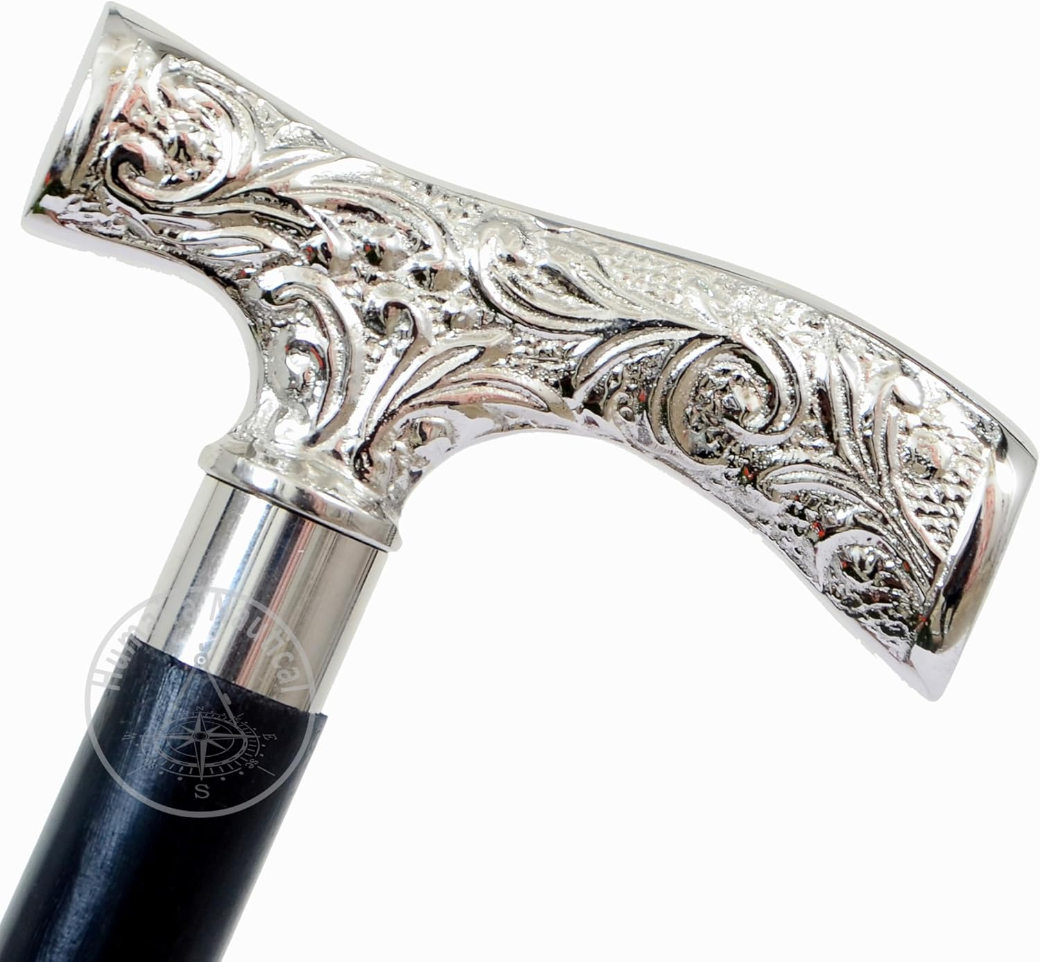 Antique Brass Walking Stick Deluxe Walking Cane Beautiful Brass Silver Handle Walking Stick for Men and Women Gift image number 4