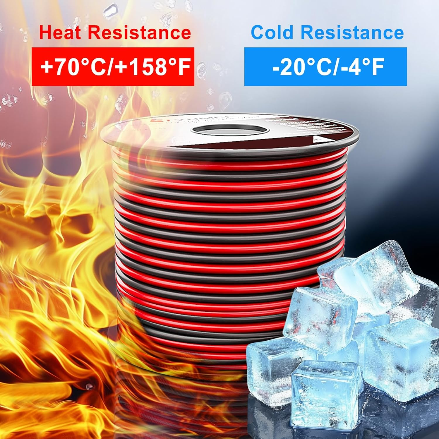 TYUMEN 40FT 18 Gauge 2Pin 2 Color Red Black Cable Hookup Electrical Wire LED Strips Extension Wire 12V/24V DC Cable 18AWG Flexible Wire Extension Cord for LED Ribbon Lamp Tape Lighting image number 1