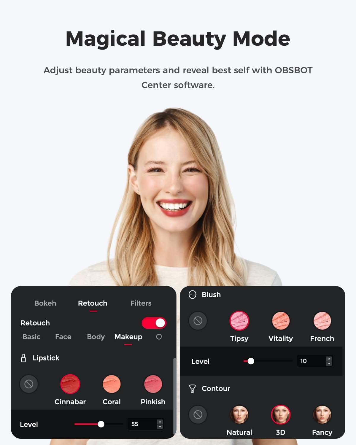 OBSBOT Meet 2 Ai-Powered 4K Webcam, AI Framing & Autofocus, Webcam with Microphone, 60 FPS, HDR Low-Light Correction, Beauty Mode, Webcam for PC, Streaming, Conference, Gaming, Etc. (Cloud White) image number 2