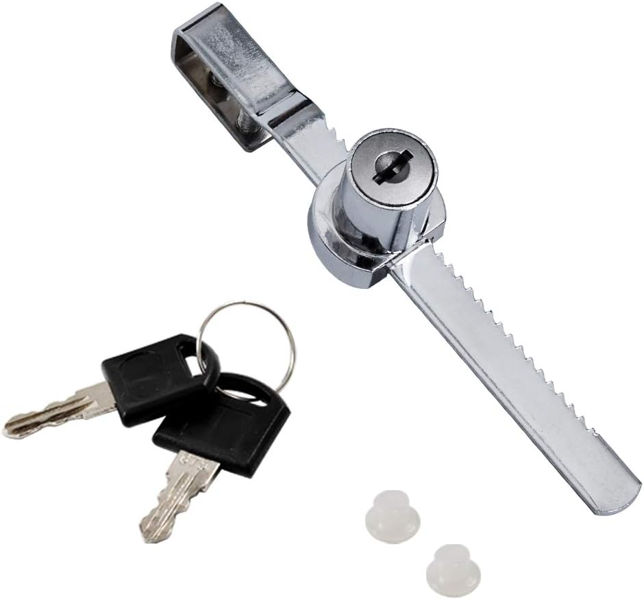 Sliding Glass Door Ratchet Lock Display Case Lock with Chrome Finish, Security, Keyed Alike Showcase Display (8 PC) image number 3