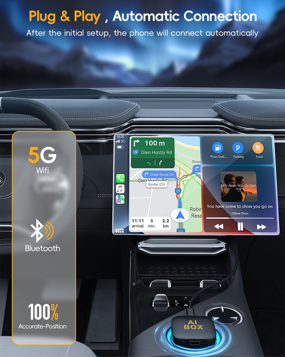 Wireless Carplay Adapter and Android Auto Adapter for Netflix/Youtube Wired to Wireless Carplay Dongle Magic Carplay Ai Box TF Card/U Disk Magic Link Plug and Play