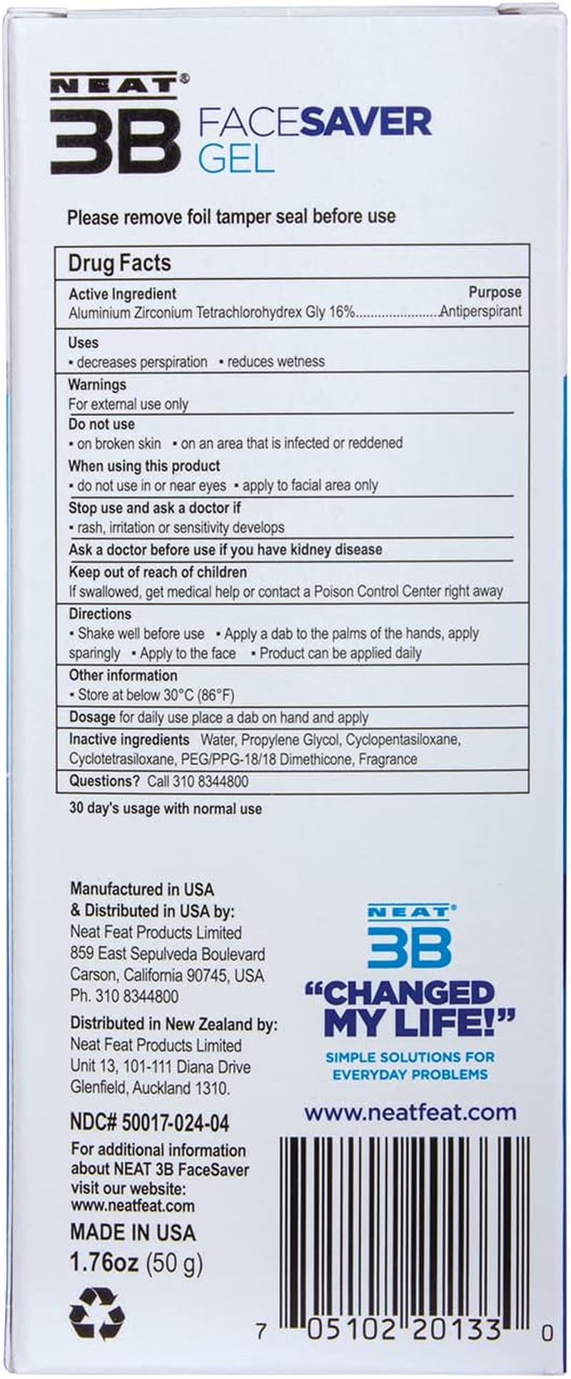 Neat Feat 3B Face Saver Antiperspirant Gel for Facial Perspiration and Shine, 1.76 Fluid Ounces image number 3