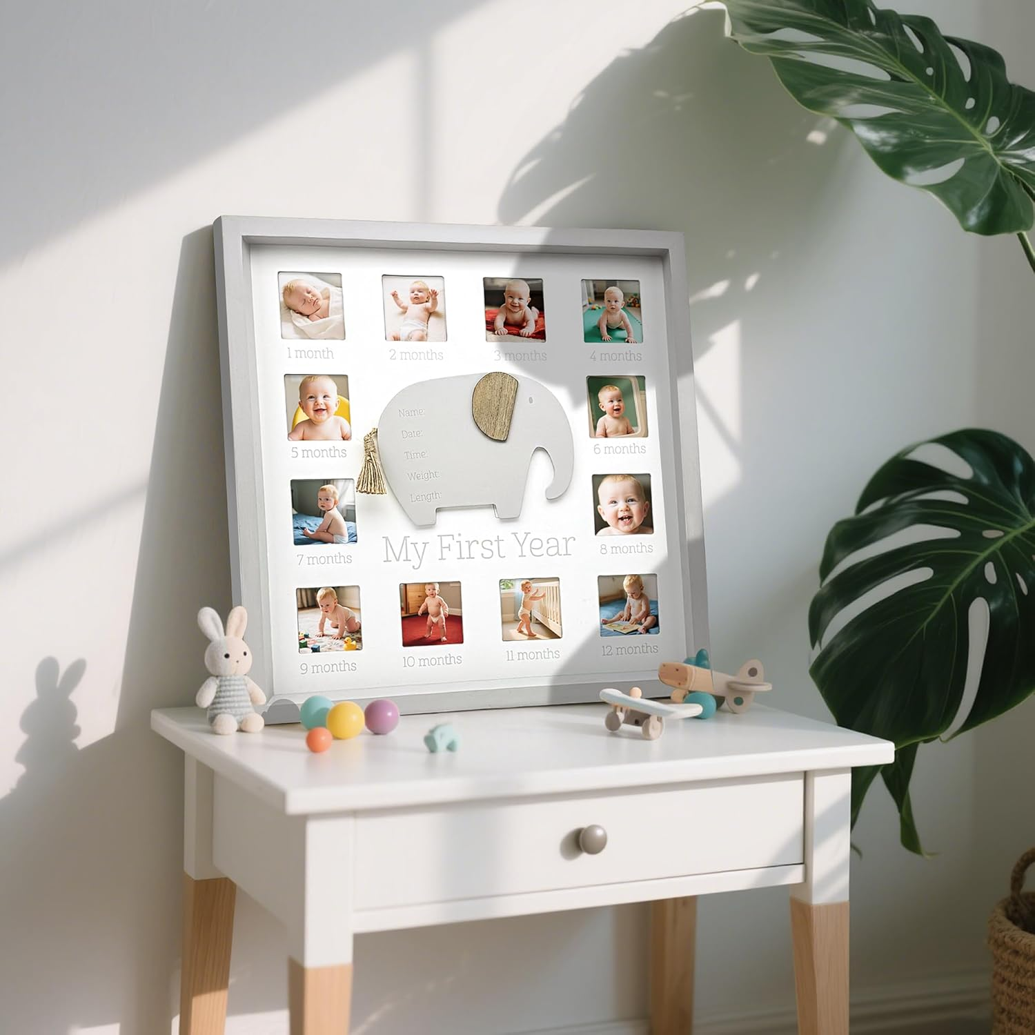 Ballarart CO Baby First Year Photo Frame, 12 Months Photo Frame, Baby Nursery Pircture Frame, Baby Shower Birthday Gift & Nursery Decor image number 3