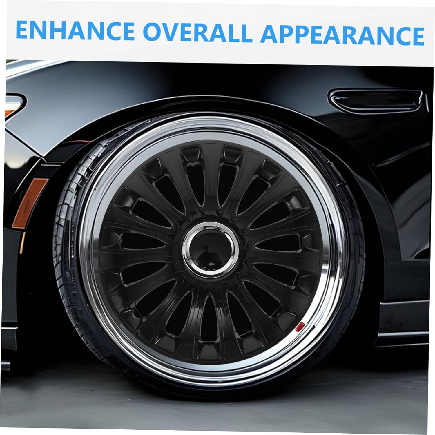 Anneome 14-Inch Universal Automotive Hubcaps, Black Plastic Wheel Covers for Car Rims, Decorative Tire Caps Suitable for Vehicle Wheel Protection and Appearance Enhancement image number 1