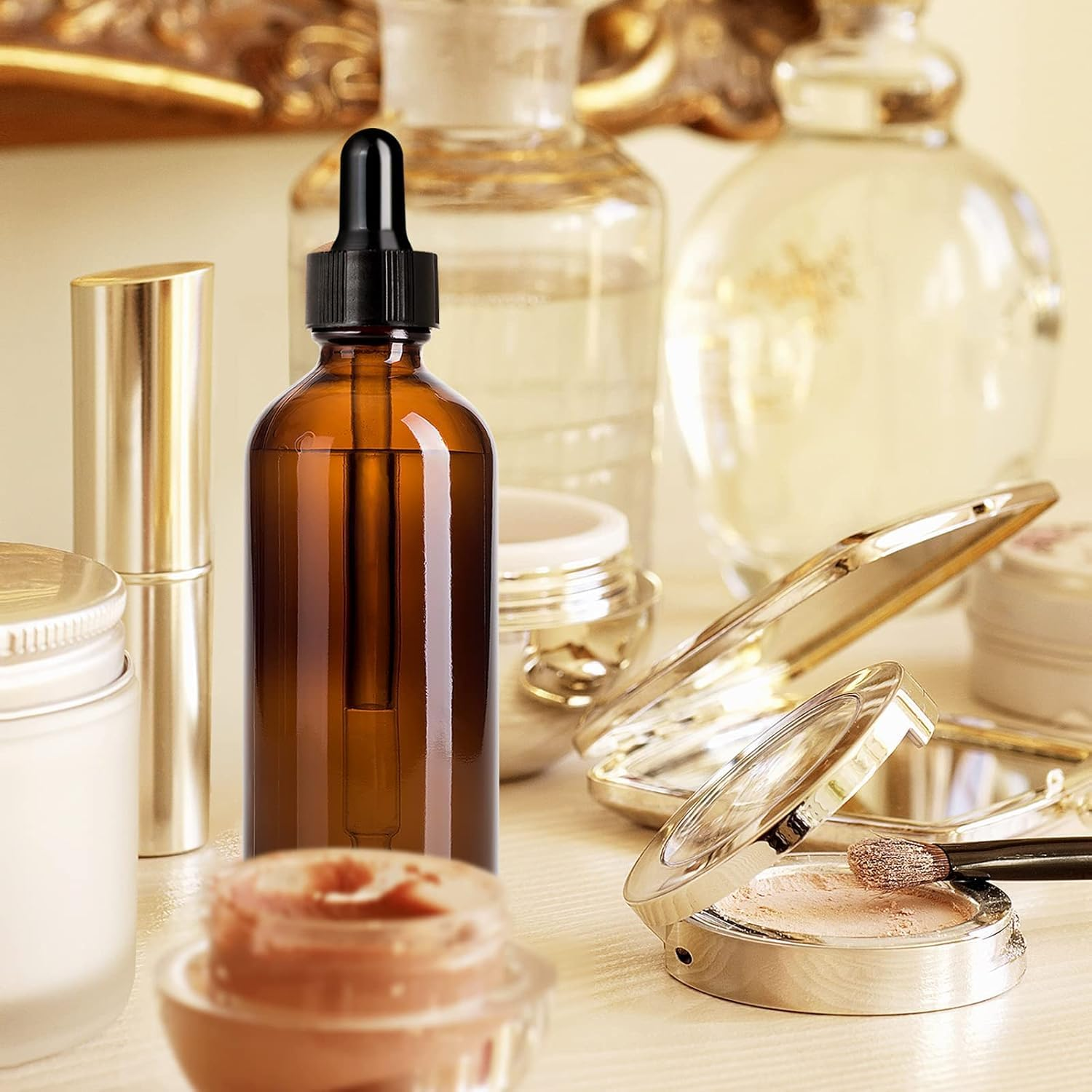 4 Amber Glass Dropper Bottles, Tincture with Droppers Leak-Proof Essential Oil Bottles, Essential Oil Refills(30-50Ml) image number 3