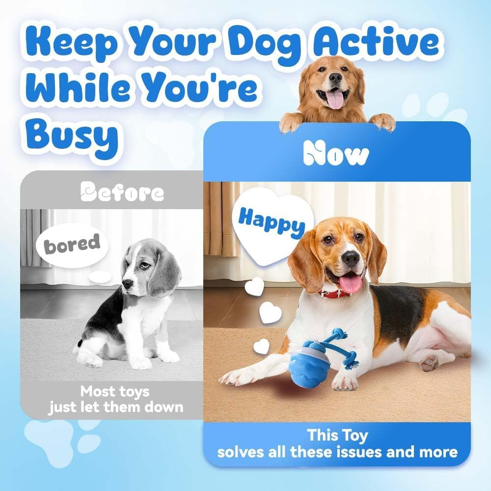 Interactive Dog Ball Toys, Sturdy and Durable Design Intelligent Jumping Ball, Power Tail Dog Toys, Motion-Sensing Rolling and Squeaking Ball, Suitable for Small/Medium-Sized Dogs to Use image number 3