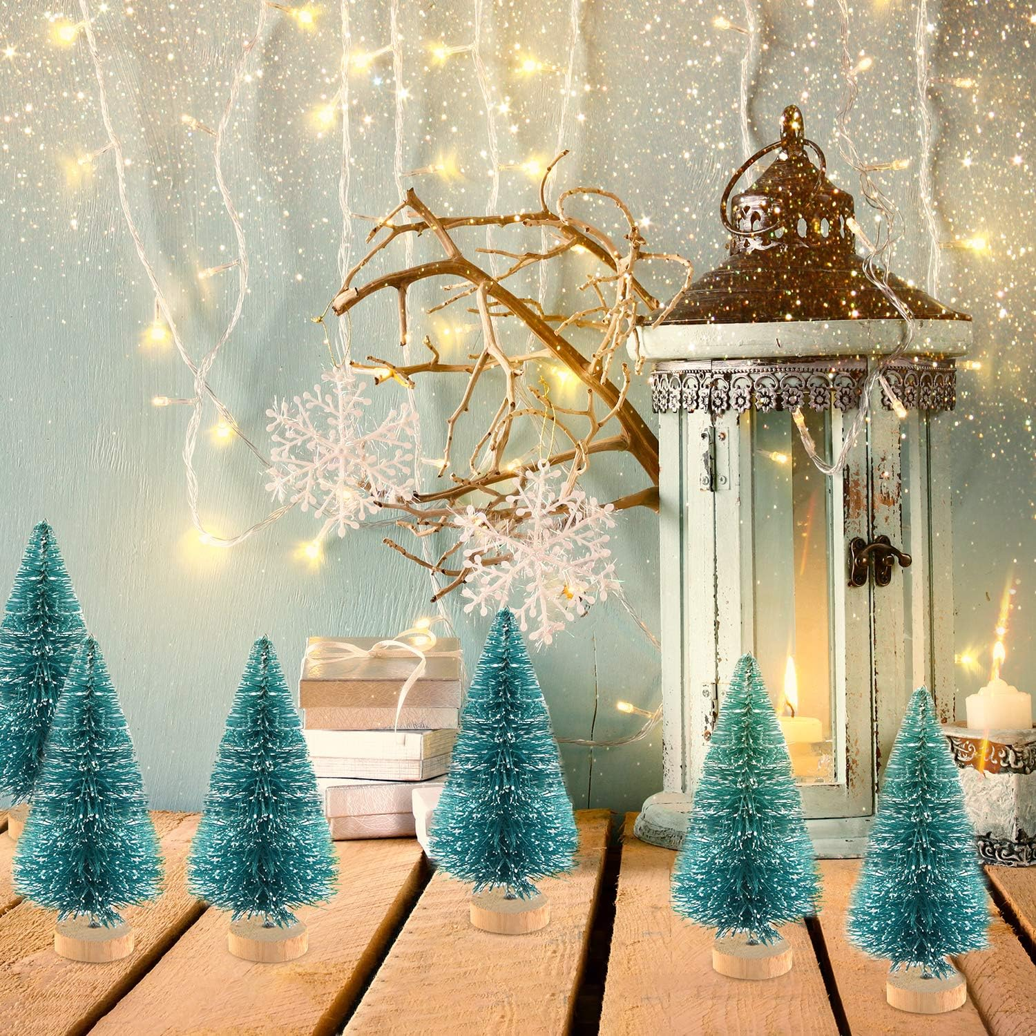 KUUQA 24Pcs Mini Sisal Trees Bottle Brush Trees Mini Pine Trees with Wood Base Snow Frosted Trees Winter Snow Ornaments Tabletop Trees for Christmas Decorations DIY Room Decor Diorama Models image number 5