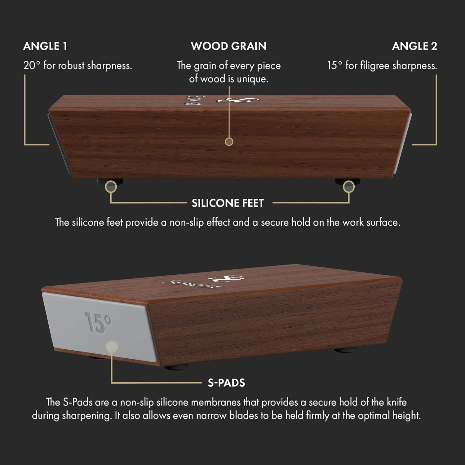 Rolling Knife Sharpener for Industrial Diamonds a Set of Knife Sharpener Tool for Grinding and Polishing Blades Simple Home Knife Sharpener Support 15&deg; and 20&deg; Magnetic Inclination(Black) image number 5