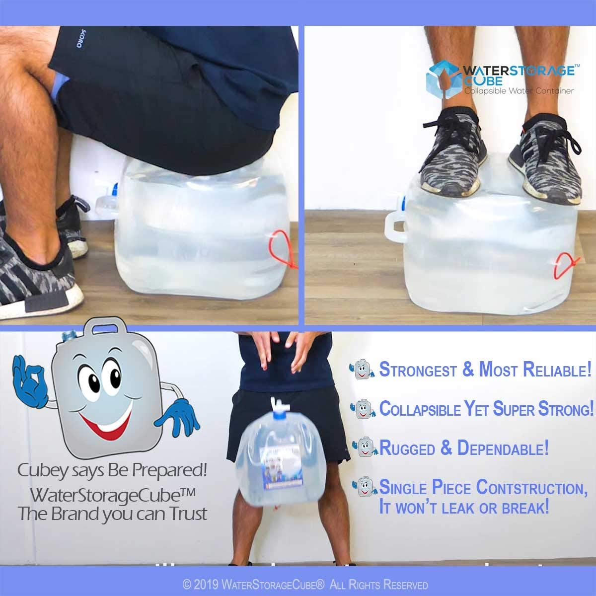 Waterstoragecube Bpa-Free Collapsible Water Container with Spigot, Food-Grade Camping Water Storage Carrier Jug for Outdoors Hiking Hurricane Emergency, Foldable Portable Water Canteen (5.3 Gal 2-Pk) image number 5