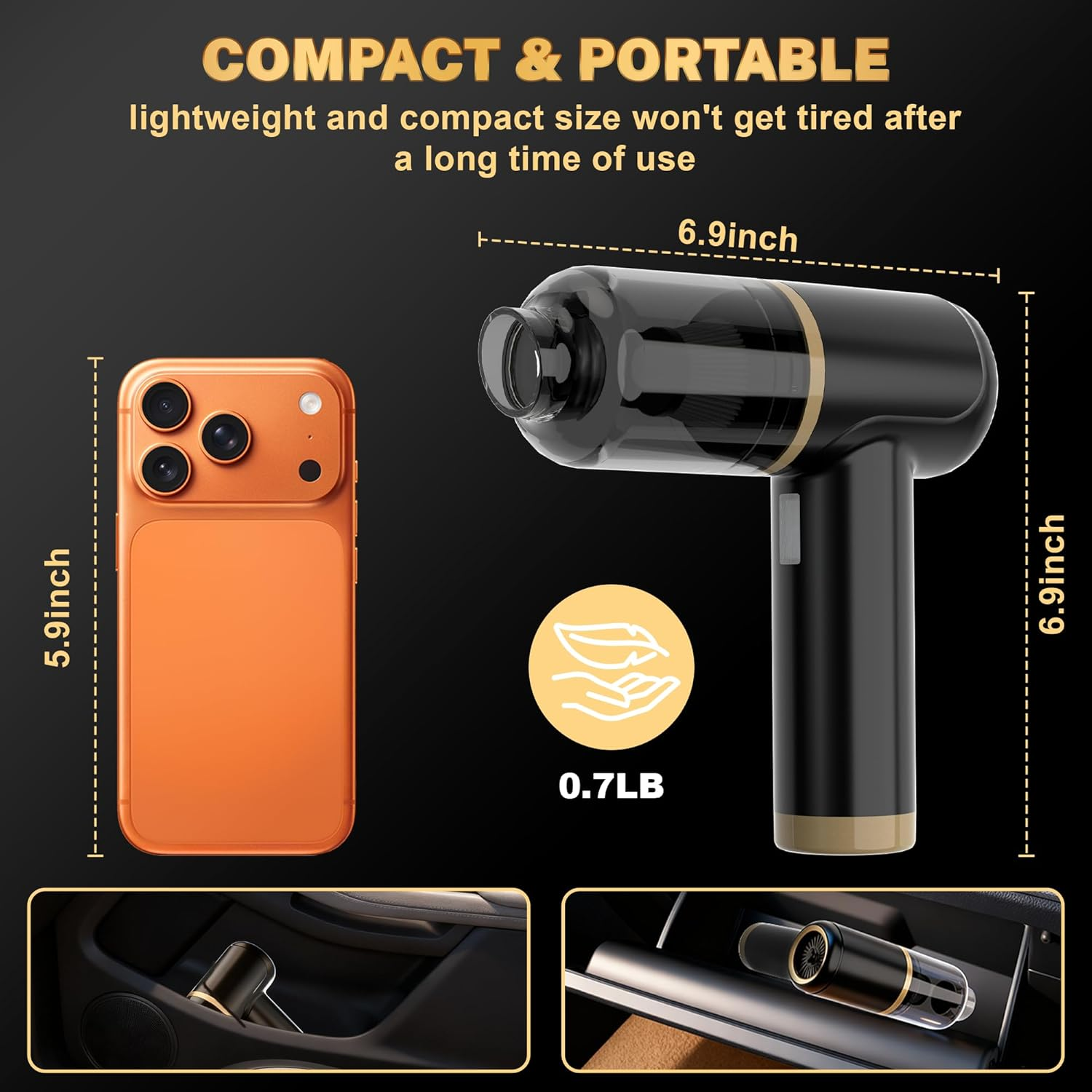 Cozylady Cordless Car Vacuum Cleaner, 25000PA High Power Handheld Vacuum, 4-In-1 Mini Vacuum & Air Duster Blower for Car, Home, Keyboard, Pet Hair image number 6