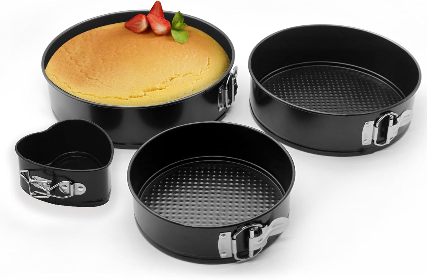 Cake Pan Set for Baking, Non-Stick Springform Pans Set of 3 (4, 7, 9 Inch), round Cake Pans,Cheesecake Pan, Leak-Proof Cake Pans with Removable Bottom (Red-3 Pcs)
