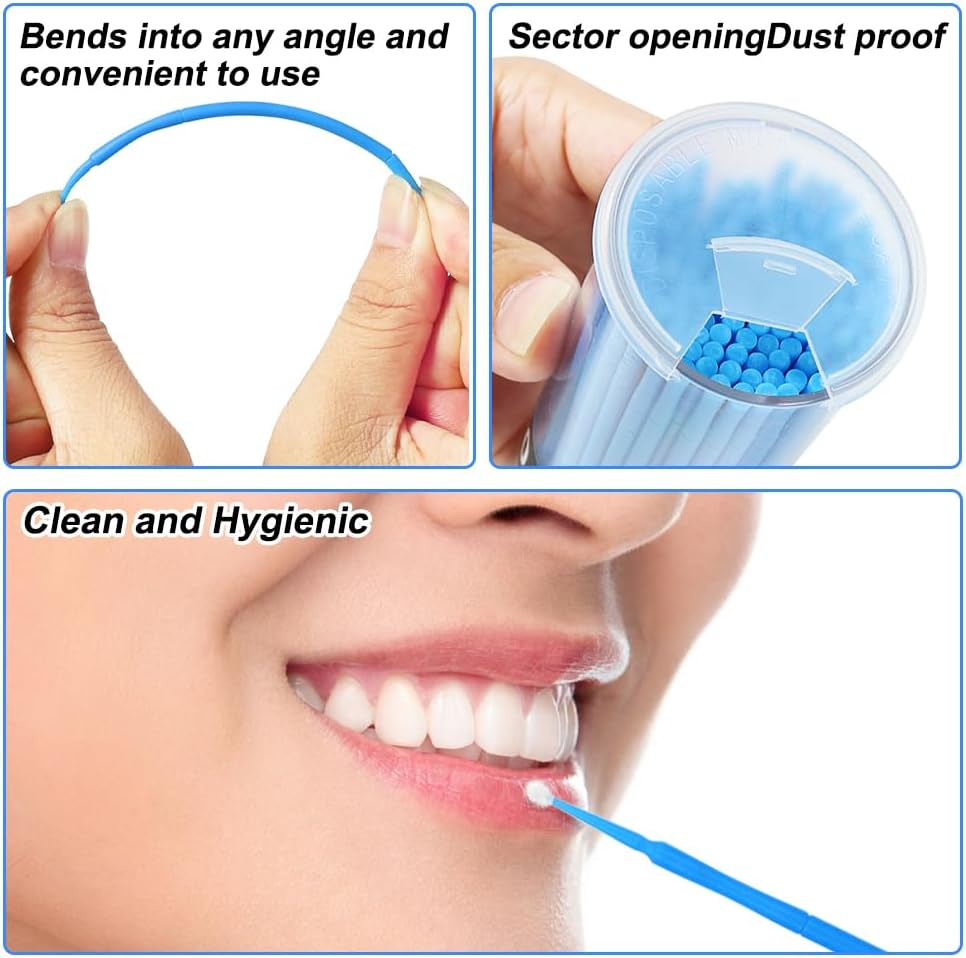 Shintop 400Pcs Disposable Micro Applicators Brushes Great for Dental/Oral/Makeup (Blue, 2.5Mm) image number 5