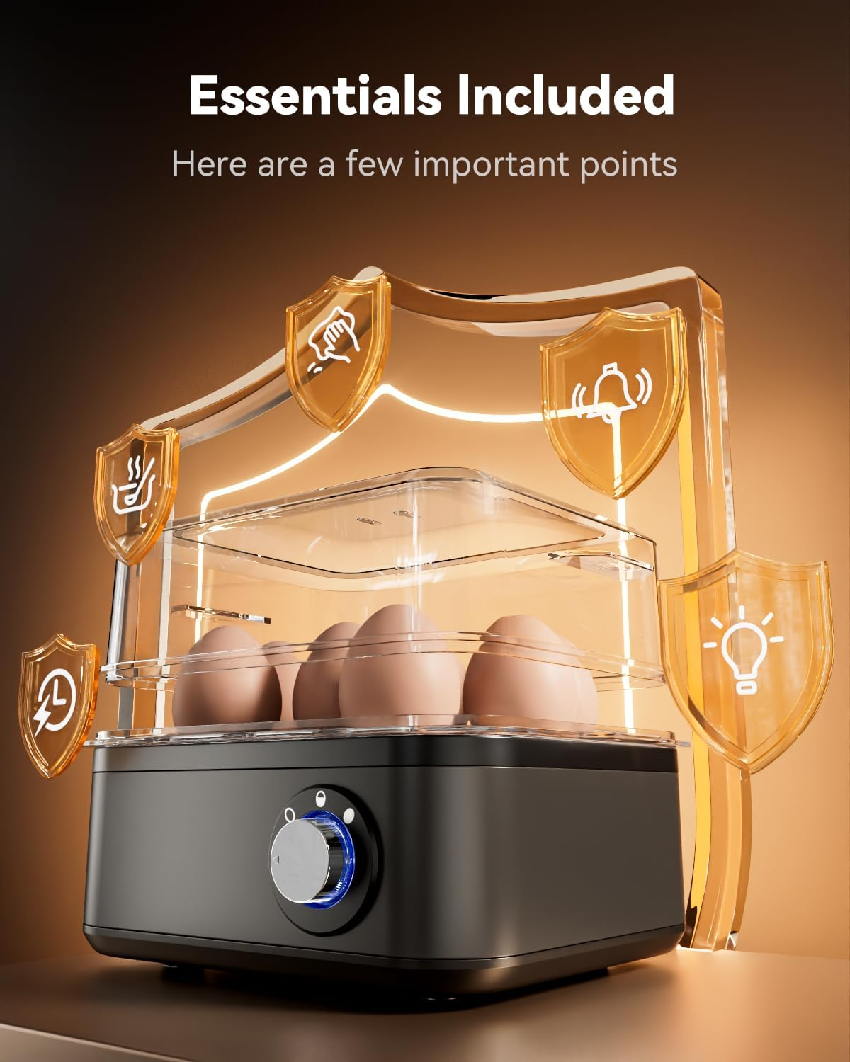 Egg Cooker - Electric Egg Boiler with 8-Egg Capacity, Easy Eggs Steamer for Soft/Medium/Hard-Boiled Eggs, Poached/Scrambled Eggs, or Omelets with Measuring Cup, Auto Shut Off, Easy to Clean image number 4