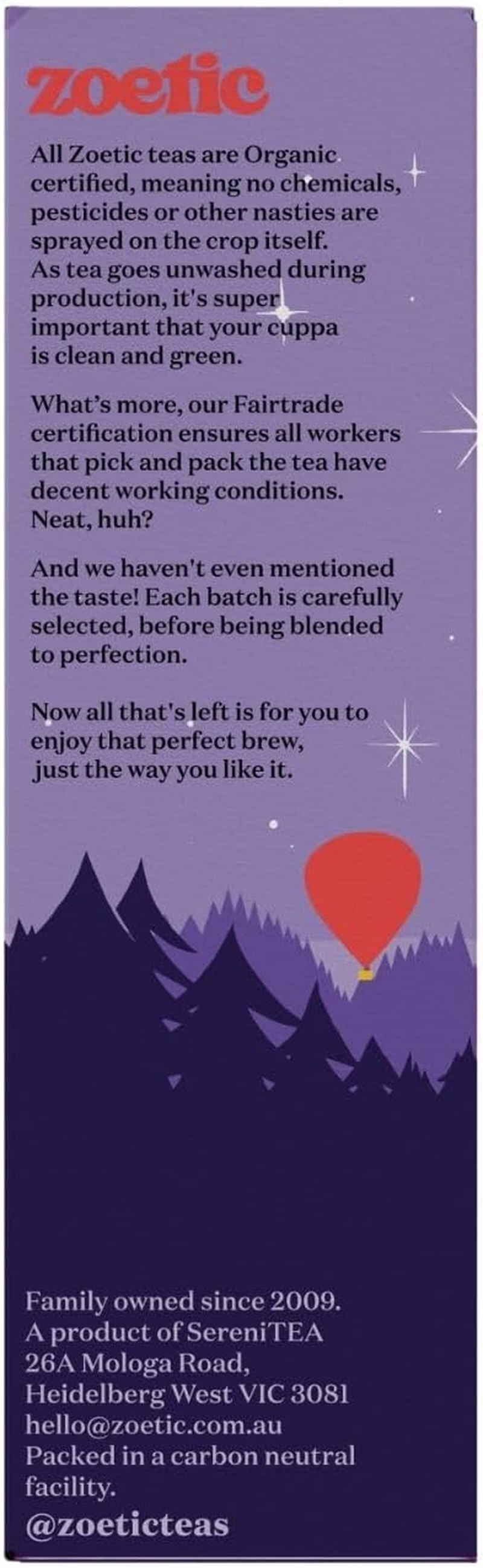 Zoetic, Organic Earl Grey Tea Bags, 25 Pack - a Premium Blend of Black Tea from Ceylon with a Hint of Bergamot, a Fragrant Citrus Fruit. Distinct Flowery Flavour and Aroma. image number 3