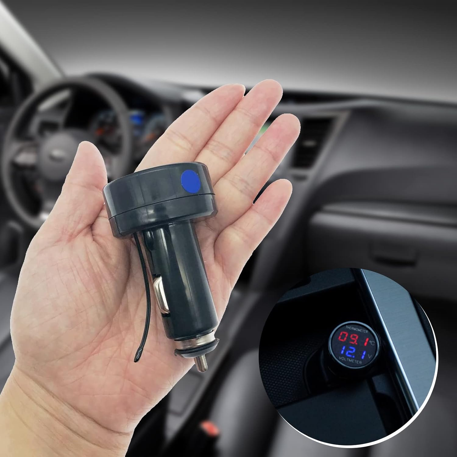 Car Truck Bus Voltmeter & Thermometer Display 2 in 1, 12V 24V Battery Voltage Temperature Meter Monitor Tester Gauge Indicator image number 6