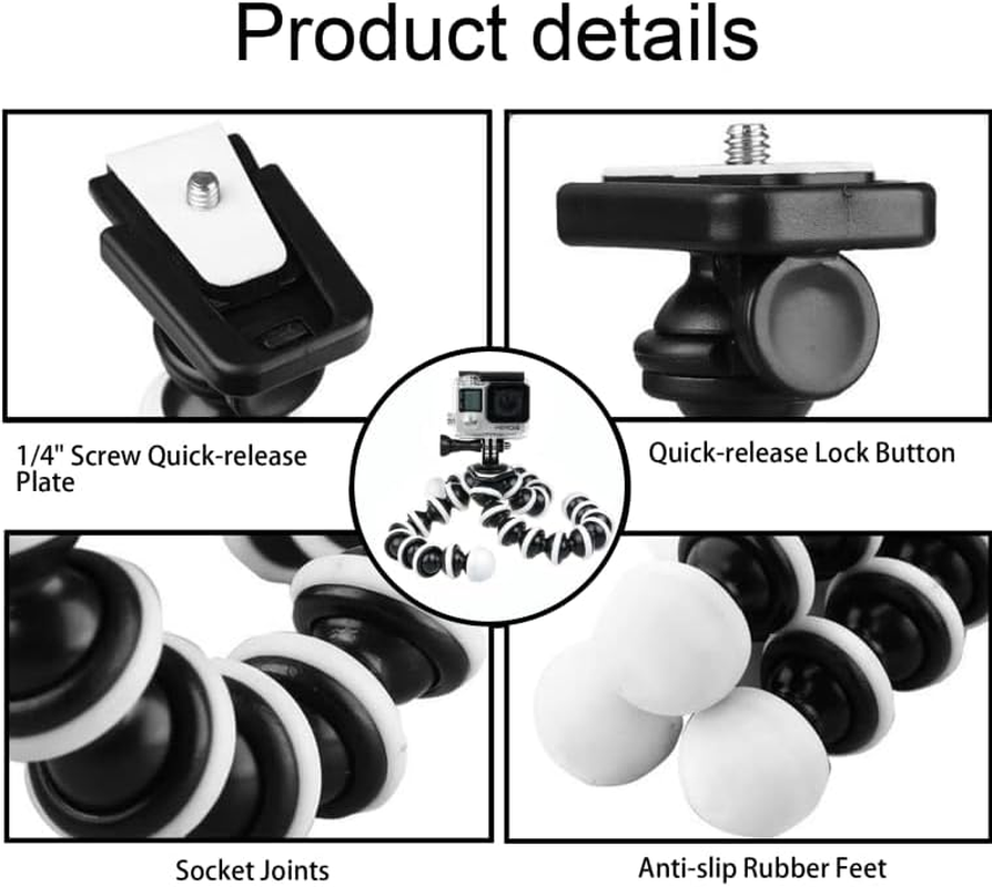 Octopus Flexible Phone & Camera Tripod, Travel Portable Anti-Slip Robust Mini Tripod, Compatible with Smartphones, Action Cameras, Ipad &ndash; Haheihei image number 3