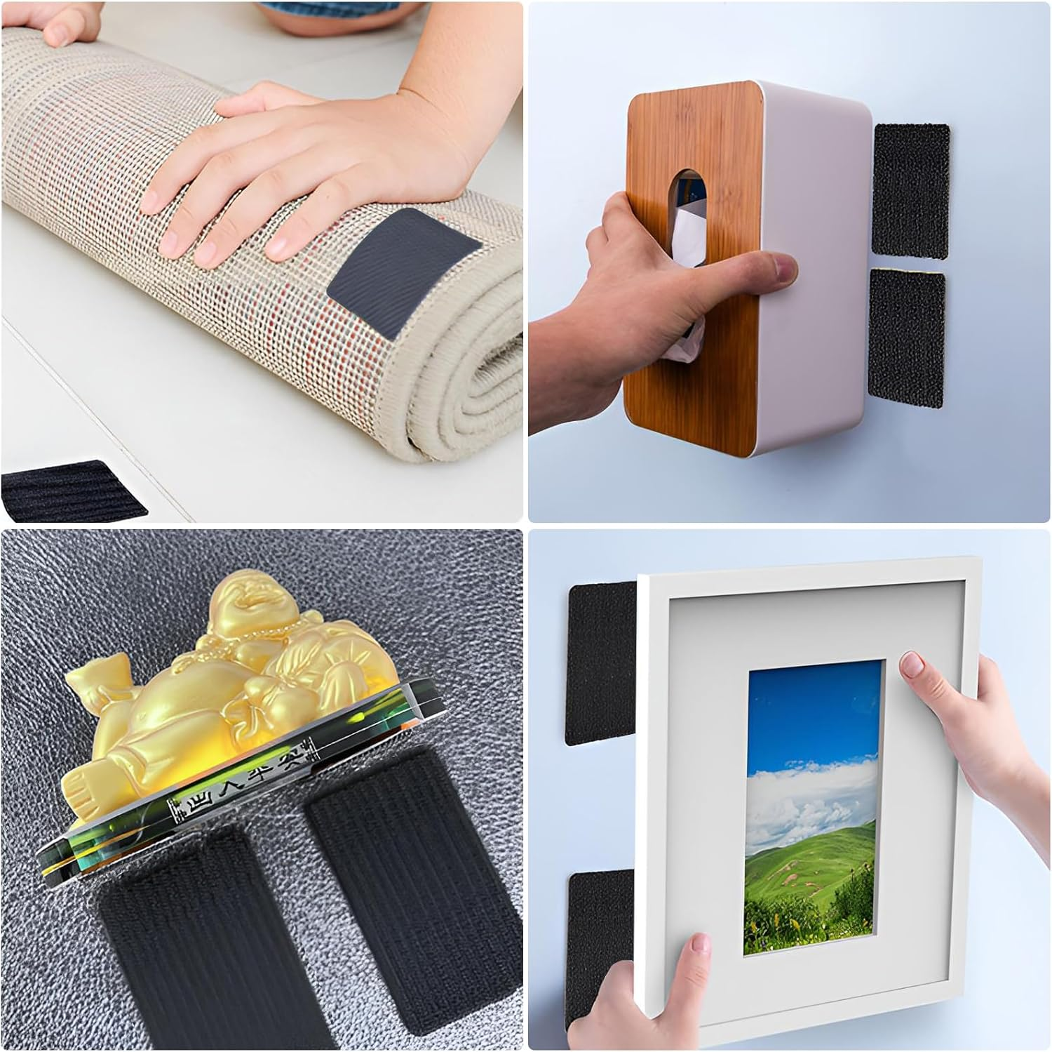 ZCOINS 2In X 16.4Ft Self-Adhesive Hook and Loop Strips Tape Roll Heavy Double Sided Sticky Duty Strips Industrial Strength Sticky Fastener Interlocking Fastener (Black) image number 1