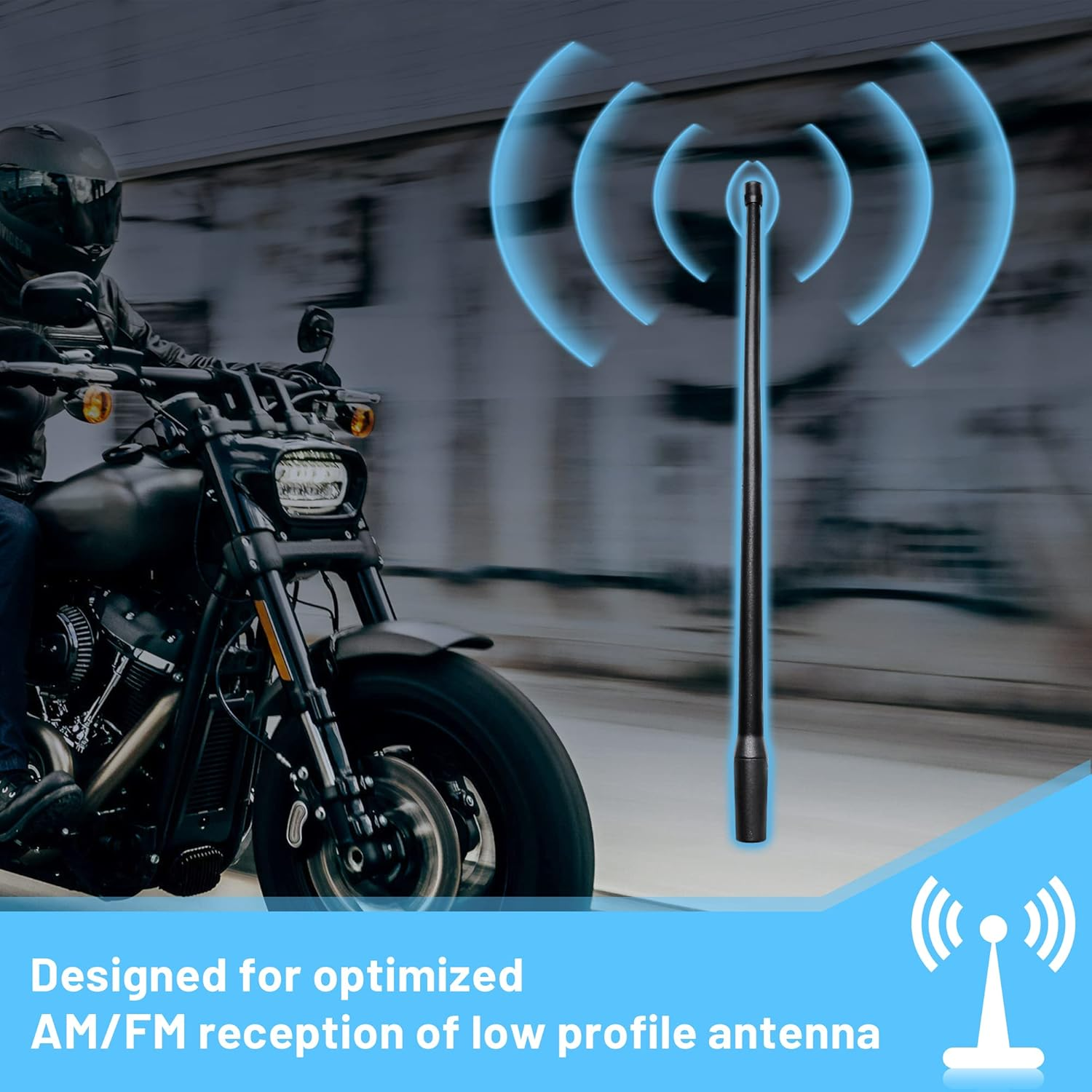 Anina 2PC 13 Inch Antenna Mast for 1998-2022 Harley Davidson Motorcycle Aerial Antenna for FM/AM Radio Signal Reception Car Wash Proof - Durable Flexible Rubber image number 3