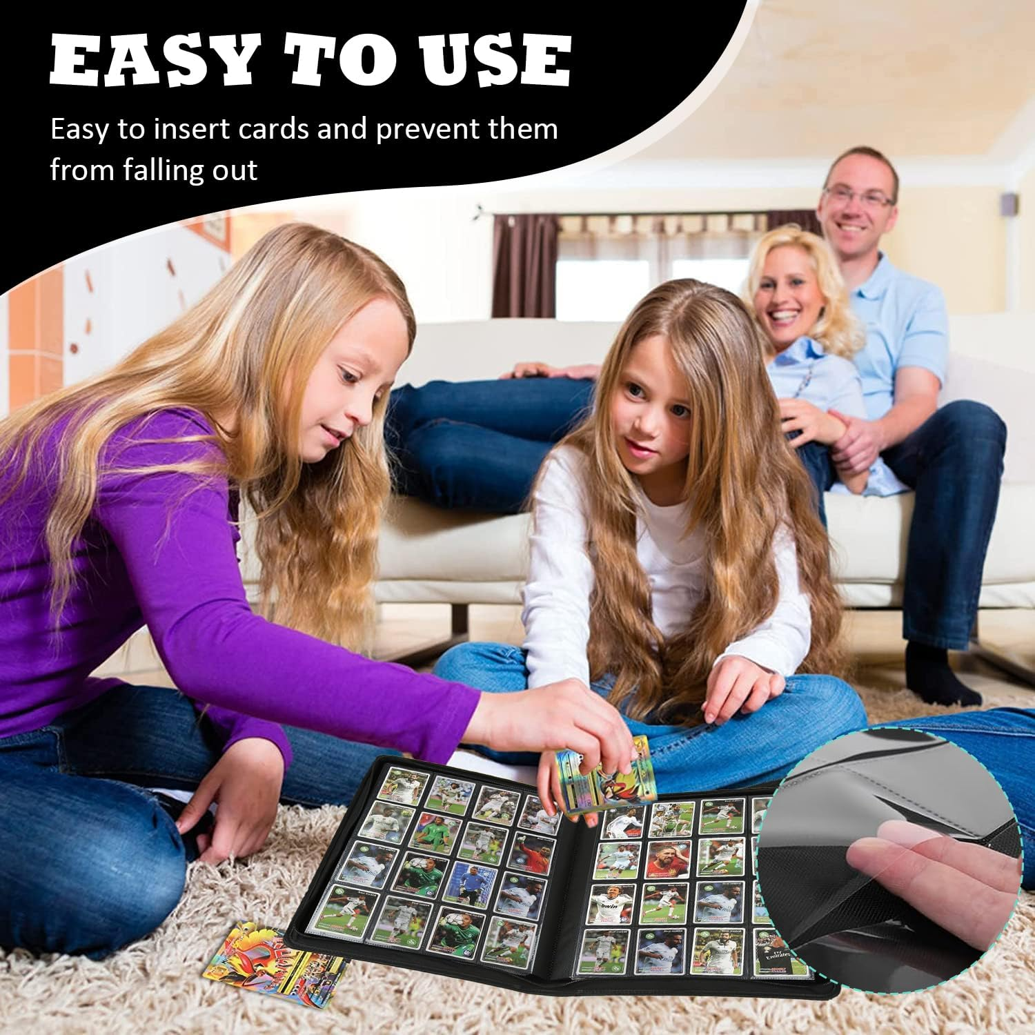 16 Pocket Premium Trading Card Zip Binder,1024 Side-Loading Slots Card Album Holder, Trading Card Holder, Ringless Game Trading Card Protective Organize Folder, Compatible with Yugioh, MTG image number 3