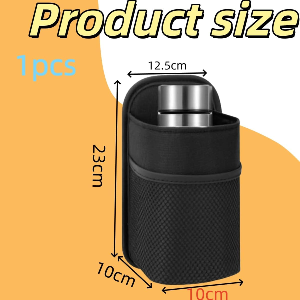 Car Seat Side Cup Holder,Car Seat Side Large Car Cup Holder Expander Adapter Bag,Drink, Stuff Holder with Mesh Pocket for Cars(Black)