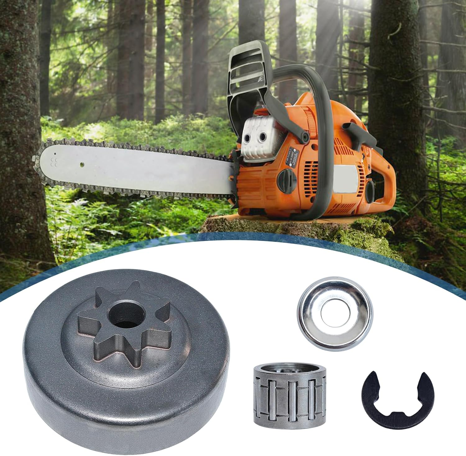 AUMEL 3/8" Cluch Drum Sprocket Bearing Washer Clip Kit for STIHL MS311 MS391 Chainsaw Replace 11296402000 image number 6